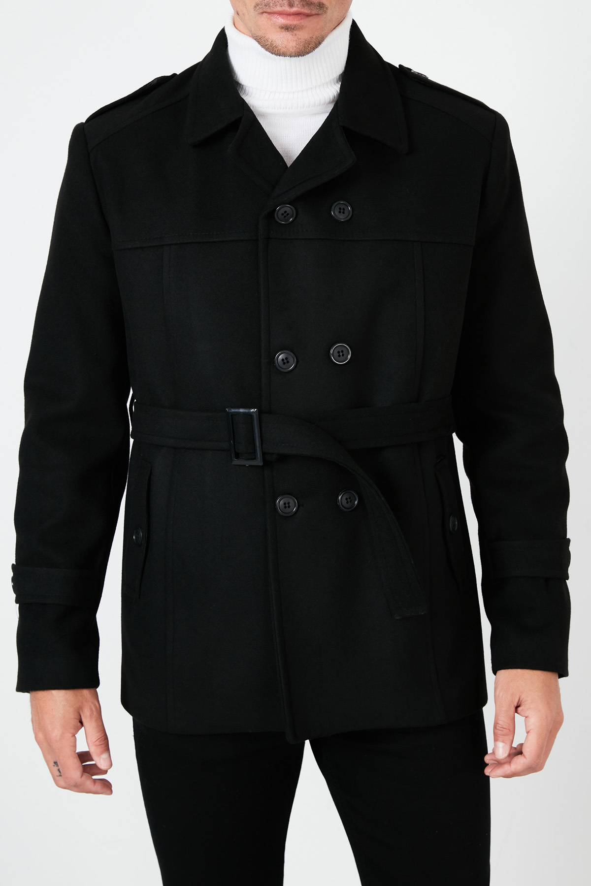 Buratti Slim Fit Cepli Pamuklu Kaşe Kaban Erkek KABAN 5841015 görsel 7