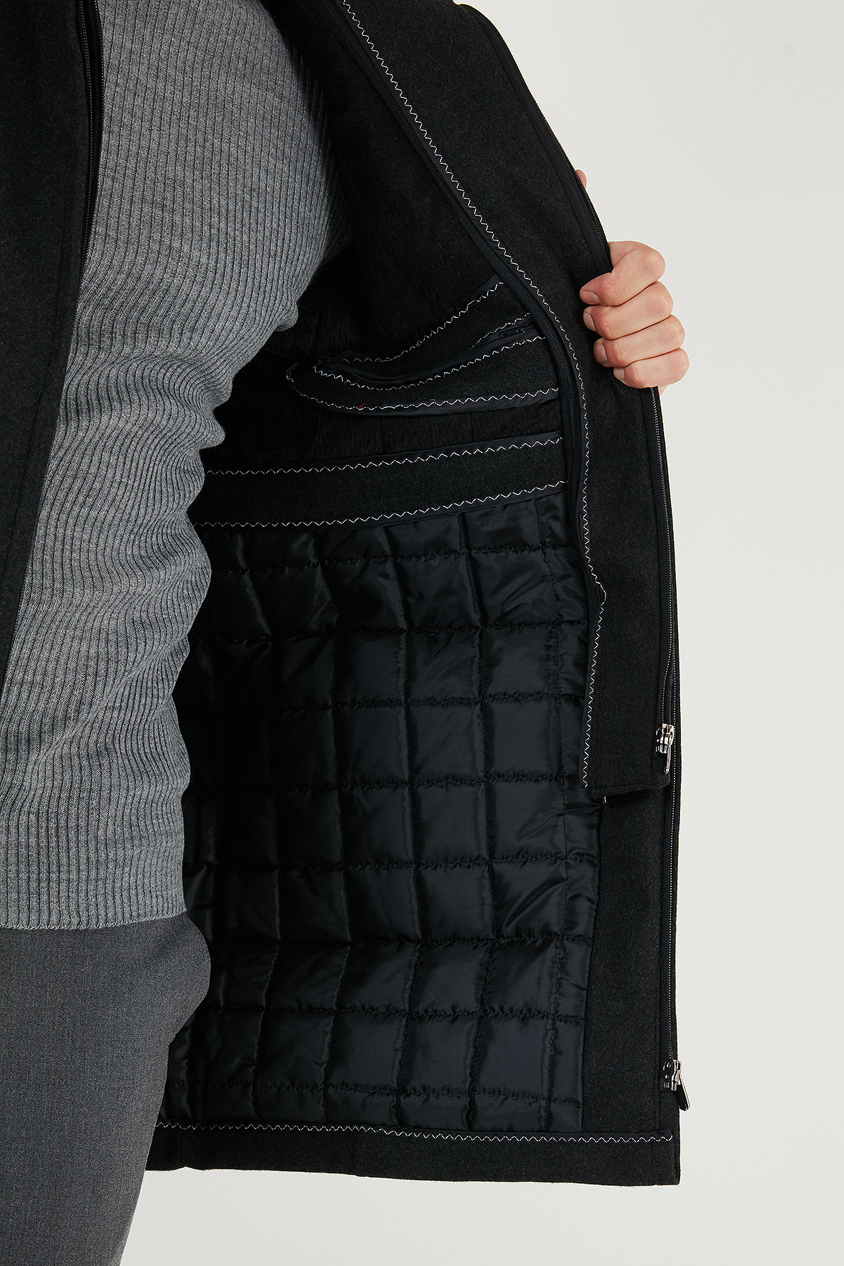 Buratti Regular Fit Çıkarılabilir Tüylü Yaka Detaylı Astarlı Kaşe Kaban Erkek KABAN 58400217 görsel 6