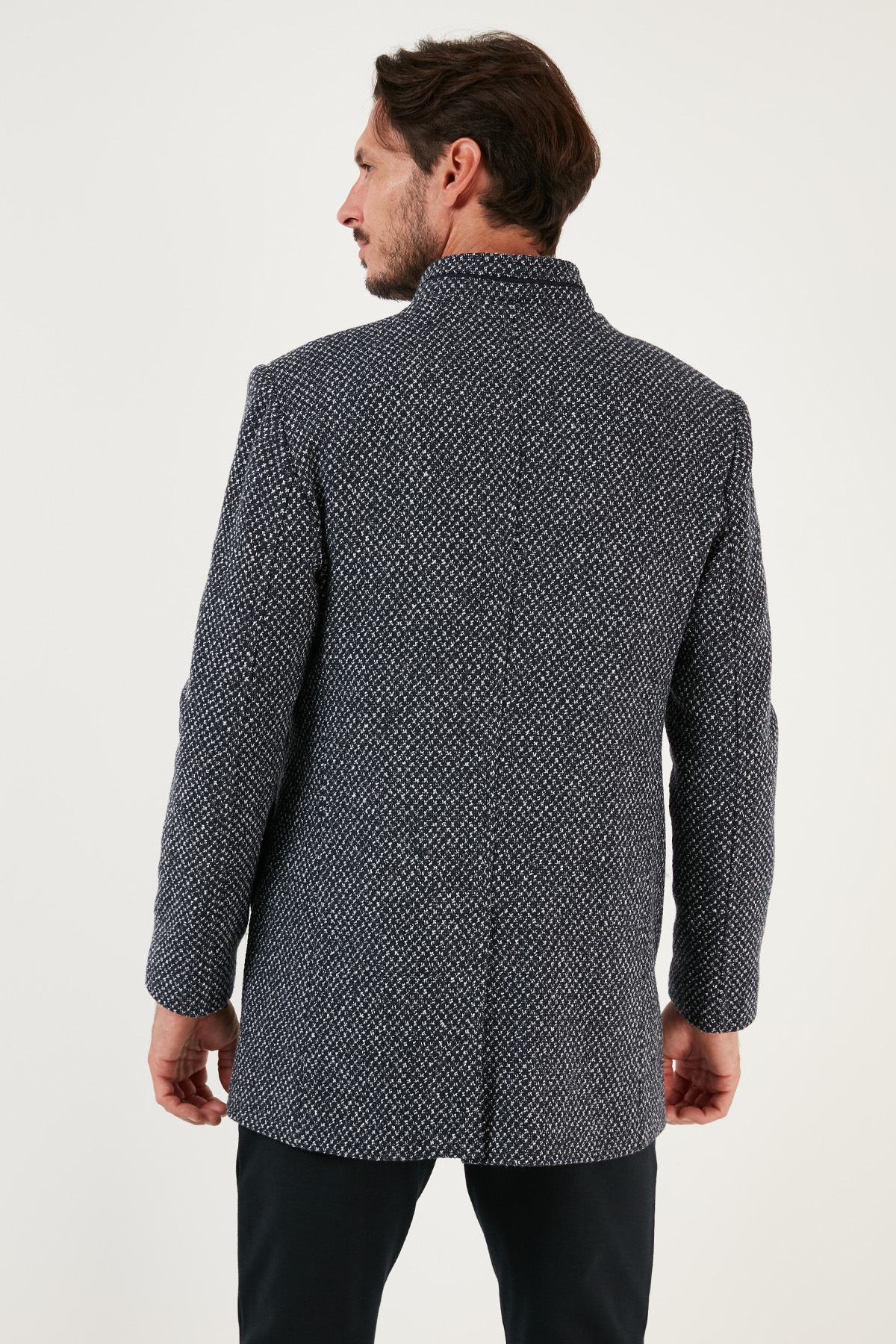 Buratti Düğmeli Dik Yaka Kırçıllı Slim Fit Kaşe Kaban Erkek KABAN 5841016 görsel 5