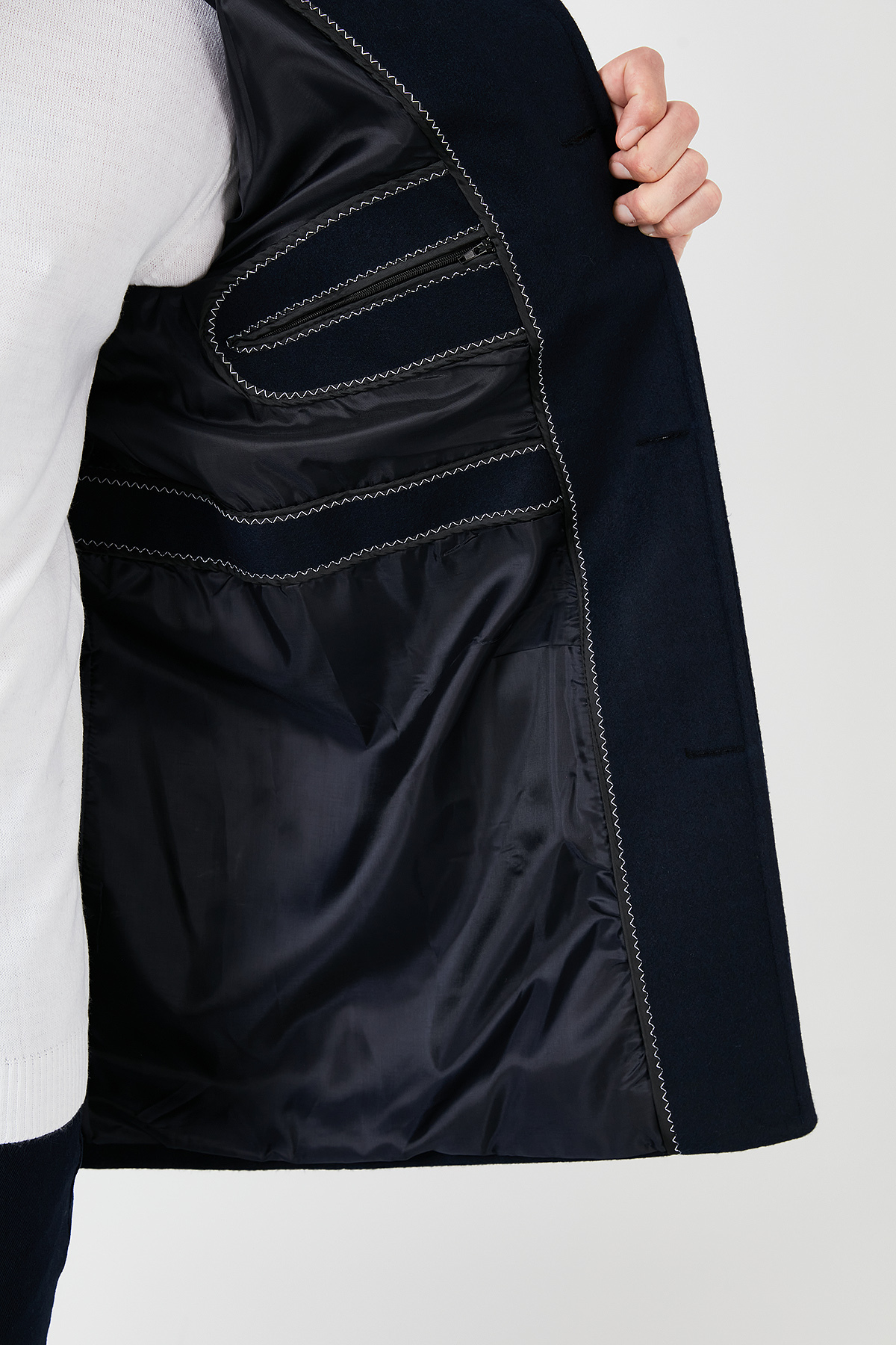 Buratti Relaxed Fit Düğmeli Dik Yaka Kaşe Kaban Erkek KABAN 5840099 görsel 6