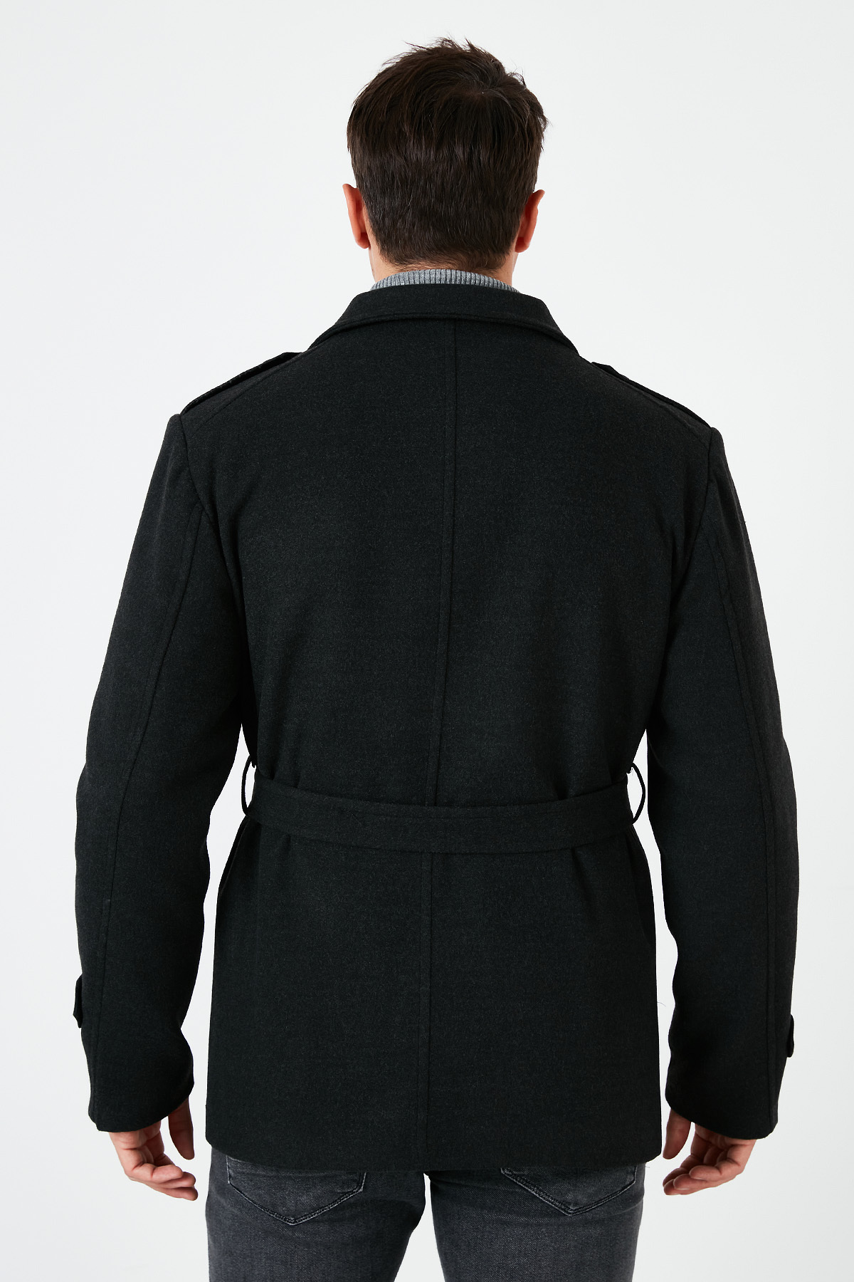 Buratti Slim Fit Cepli Pamuklu Kaşe Kaban Erkek KABAN 5841015 görsel 5
