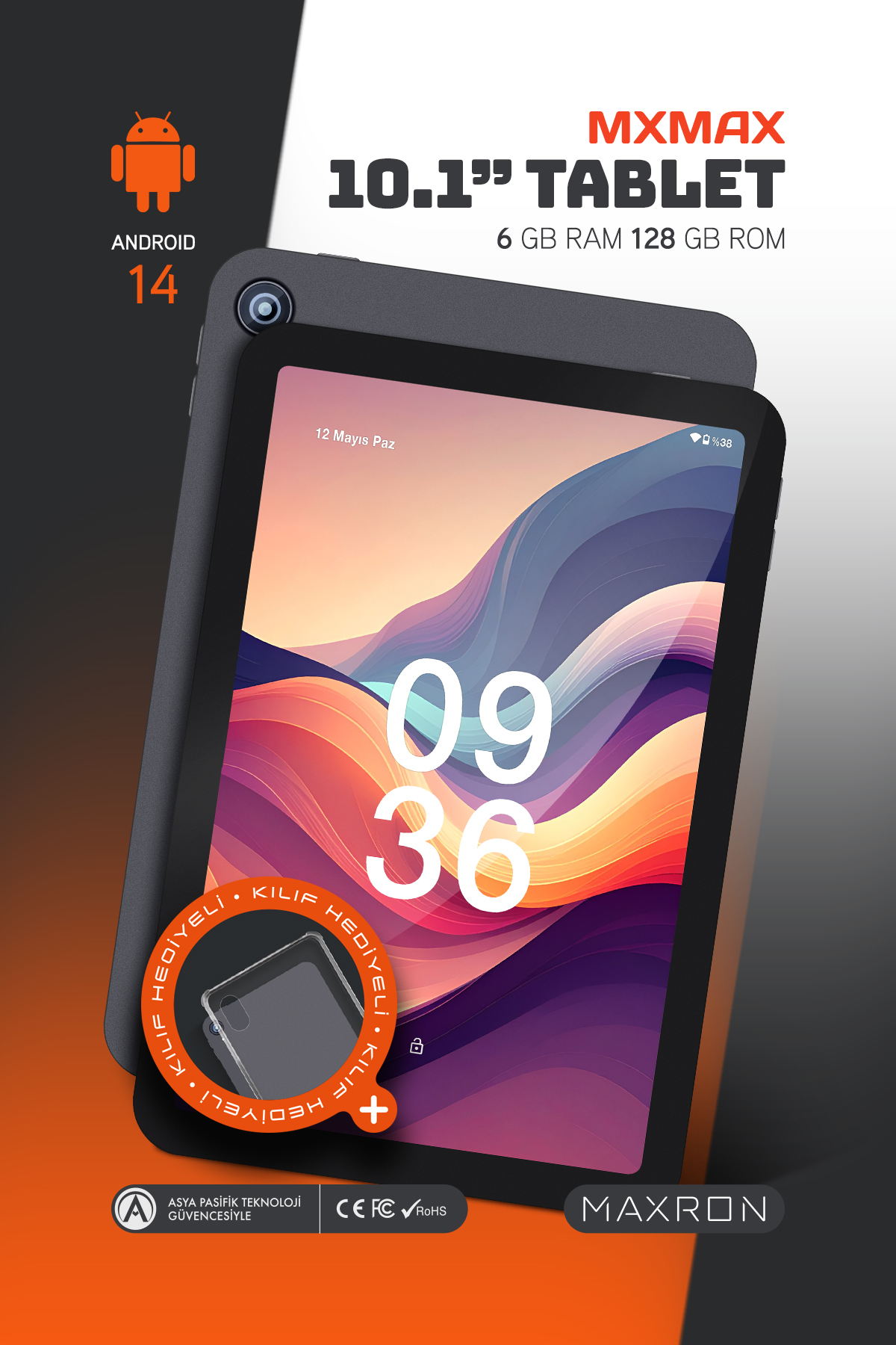 Maxron MXMax 6 GB/128 GB 10.1” HD Ips Ekran Tablet Kılıf Hediyeli