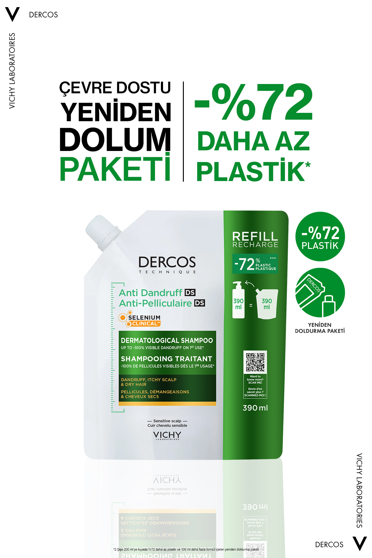 Dercos Anti Dandruff Kuru Saçlar İçin Kepeklenmeye Karşı Etkili Saç Bakım Şampuanı Refill 390 ml — 3337875902847 — تصویر 4 از 9