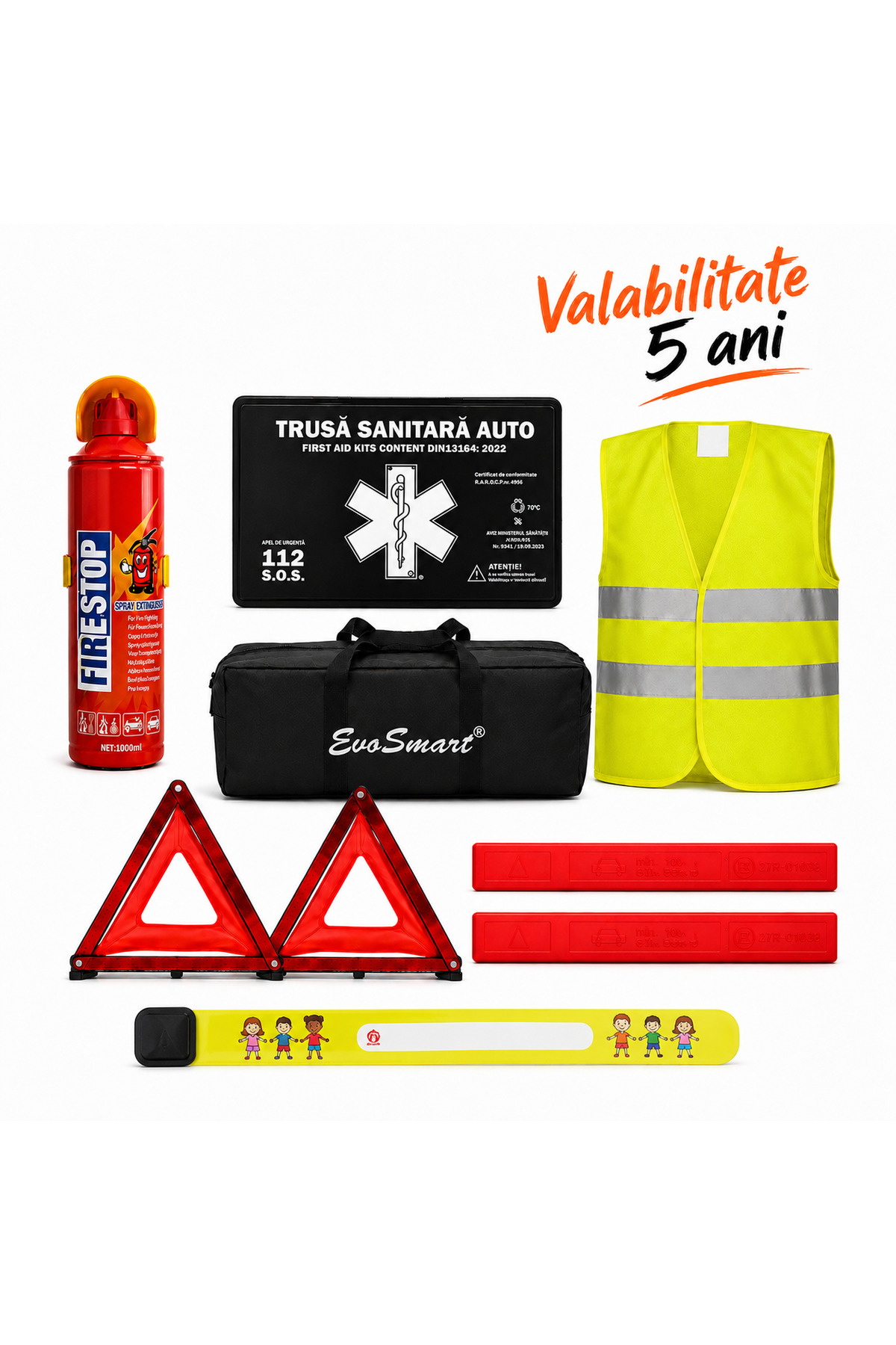 EvoSmart KIt Siguranta Auto , Omologat R.A.R. , Valabilitate 5 ani, 1x Trusa ...