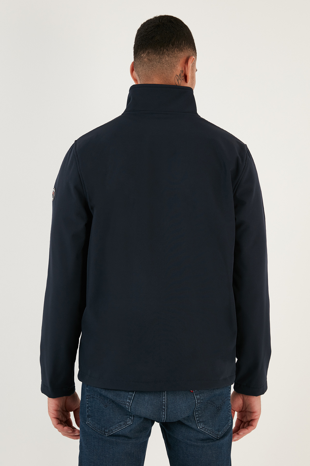 Su Itici Slim Fit Dik Yaka Softshell Ince Mont Erkek Mont 649003 — سرمه‌ای — تصویر 7 از 7