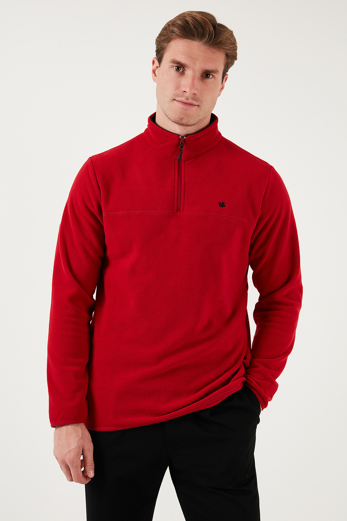 Buratti Slim Fit Anti-Pilling Tüylenme Yapmayan Bato Yaka Soğuk Geçirmez Şardonlu Polar Erkek POLAR görsel 3