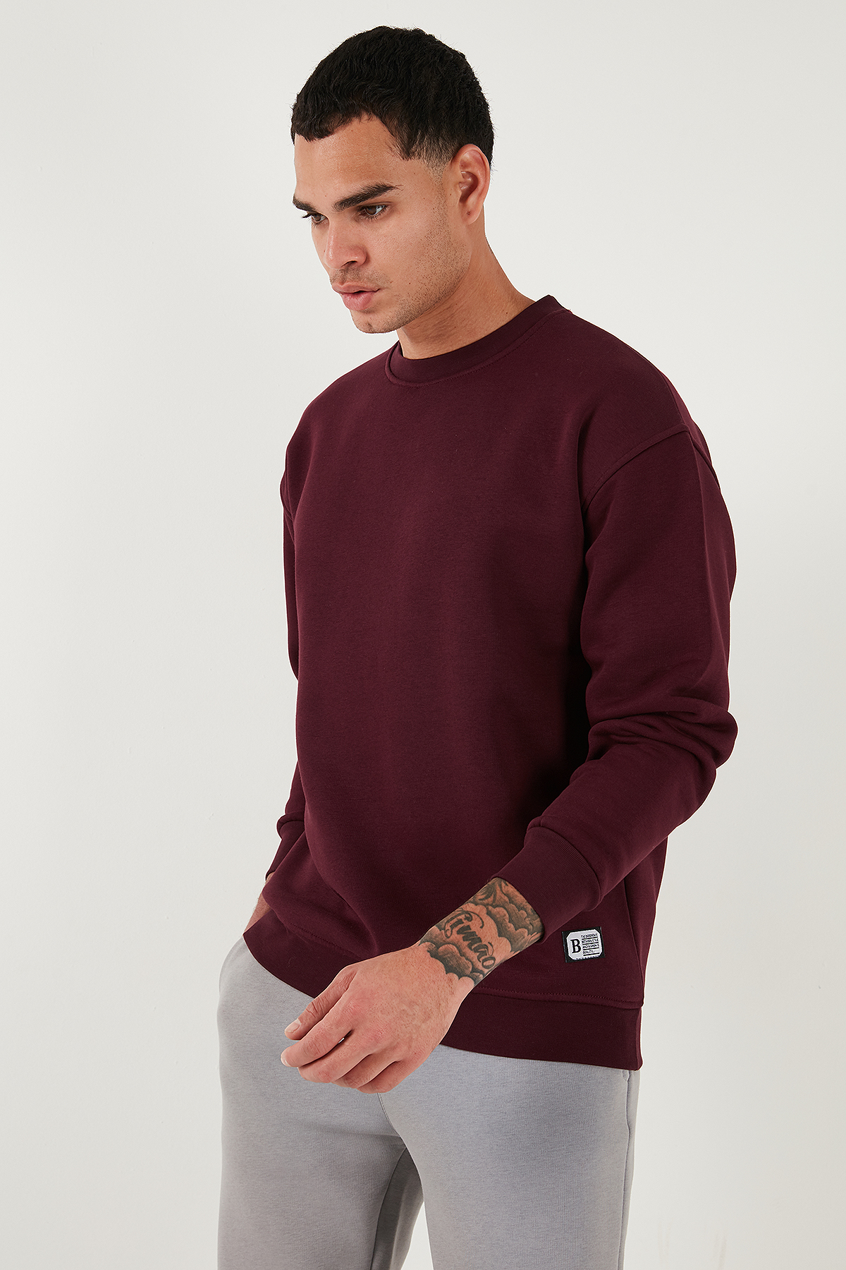 Buratti Regular Fit Bisiklet Yaka Pamuklu İçi Tüylü Yumuşak Şardonlu Sweat Erkek SWEAT 5905255 görsel 4