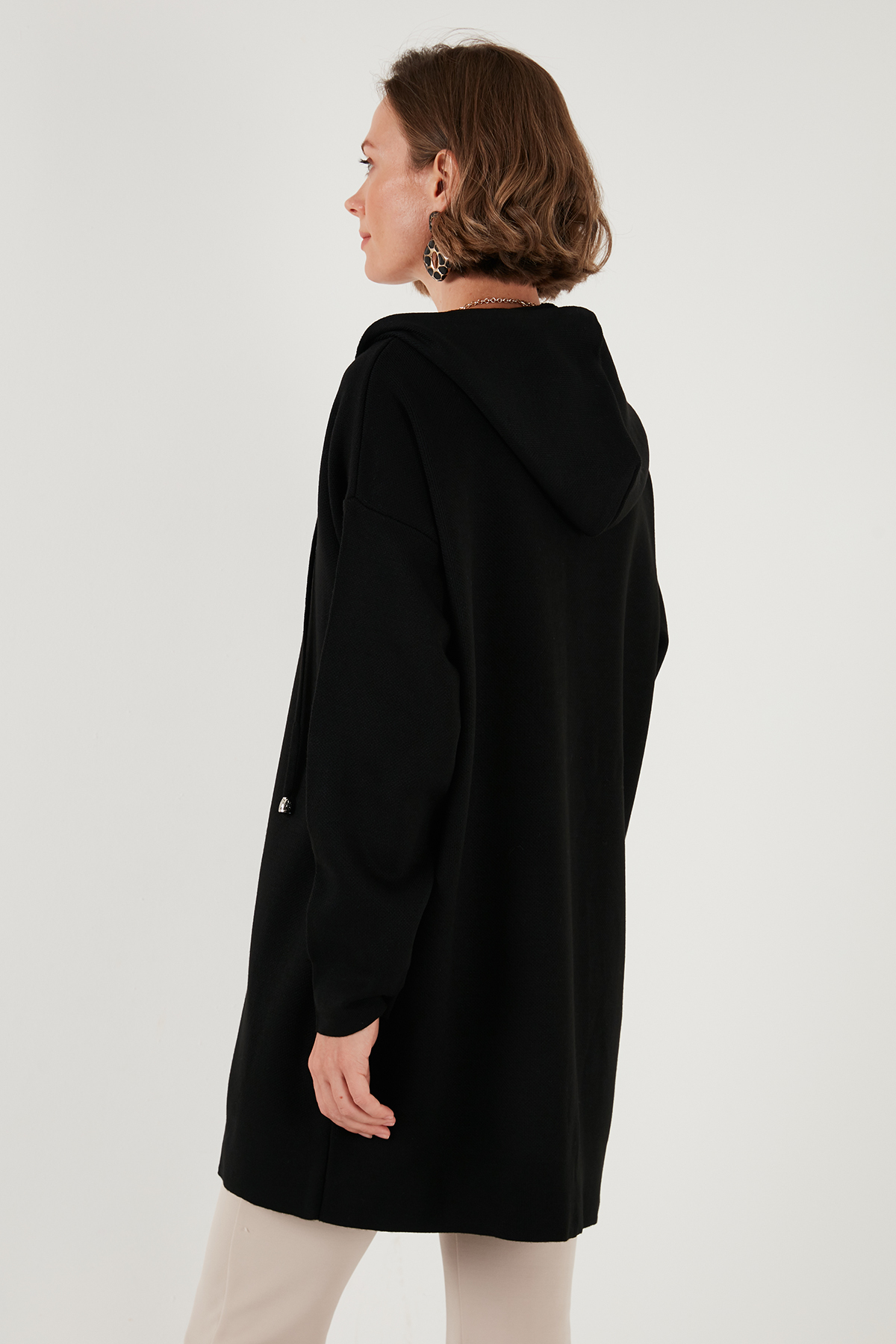 Lela Modest Regular Fit Kapüşonlu Tesettür Triko Hırka Hırka 4616176 görsel 7