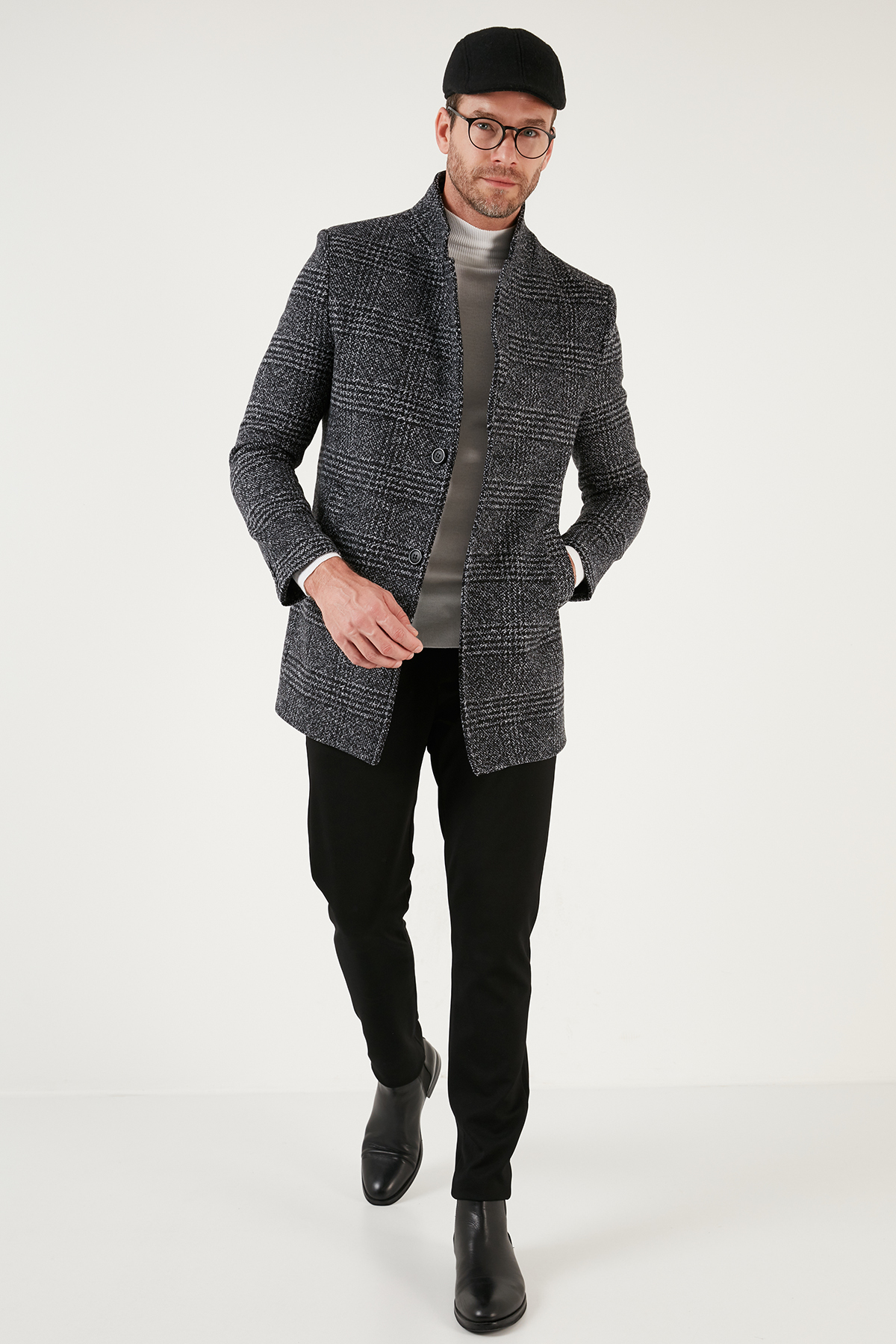 Buratti Slim Fit Tek Yırtmaçlı Düğmeli Astarlı Kaşe Kaban Erkek Kaban 5840110e görsel 6
