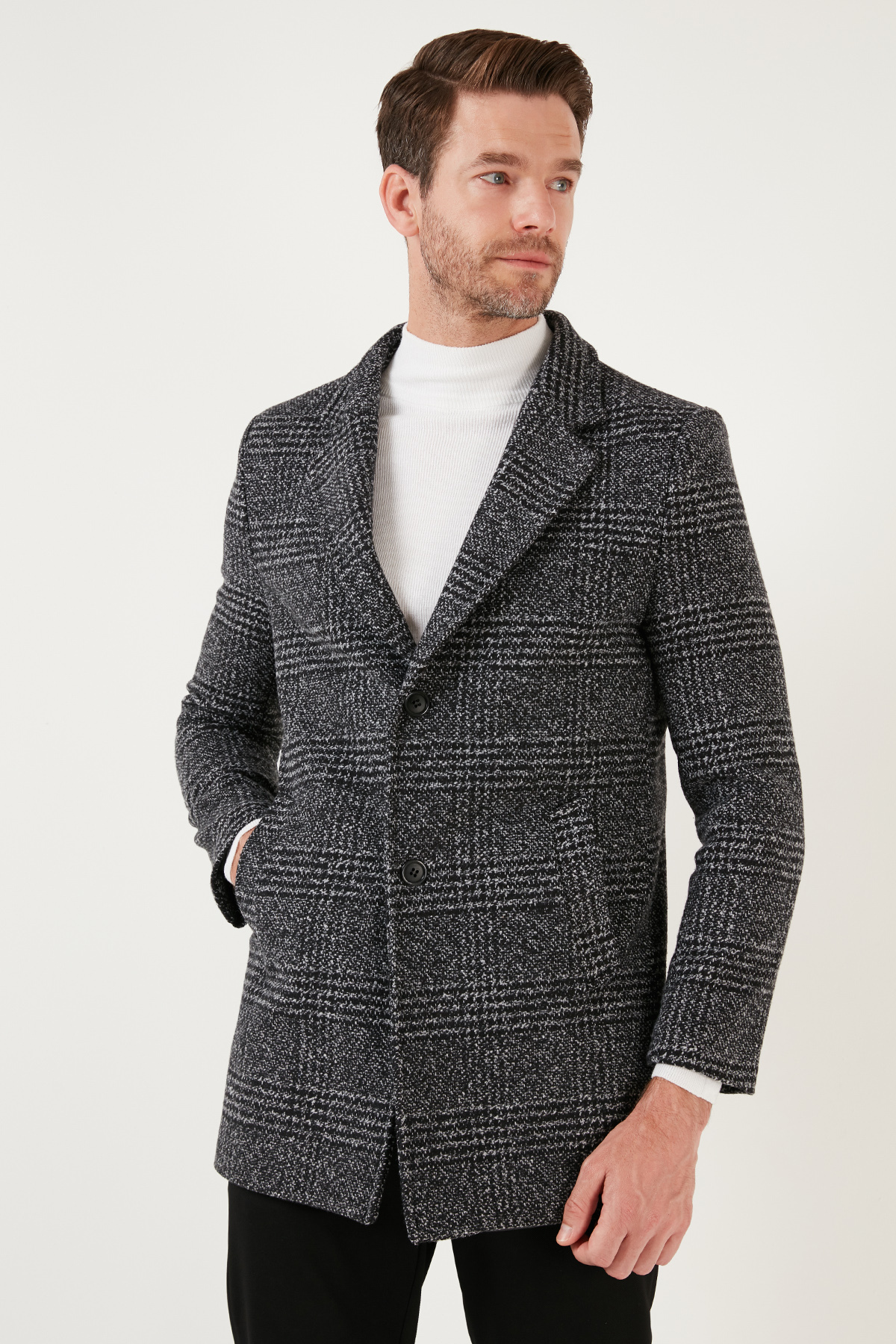 Buratti Slim Fit Tek Yırtmaçlı Düğmeli Astarlı Kaşe Kaban Erkek Kaban 5840110e görsel 2