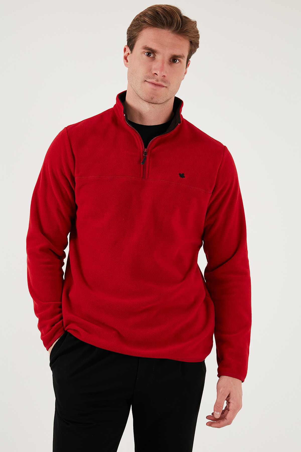 Buratti Slim Fit Anti-Pilling Tüylenme Yapmayan Bato Yaka Soğuk Geçirmez Şardonlu Polar Erkek POLAR görsel 5