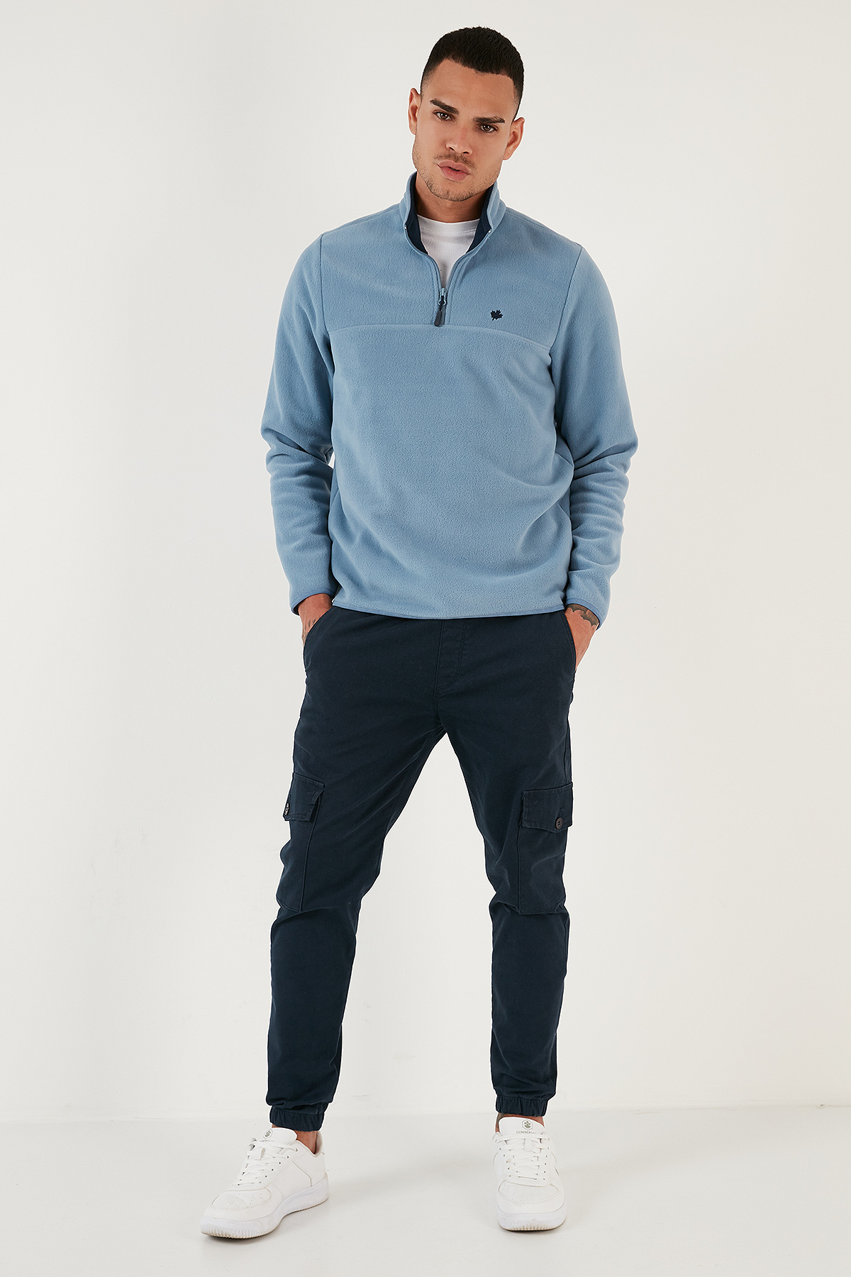 Buratti Slim Fit Anti-Pilling Tüylenme Yapmayan Bato Yaka Soğuk Geçirmez Şardonlu Polar Erkek POLAR görsel 3