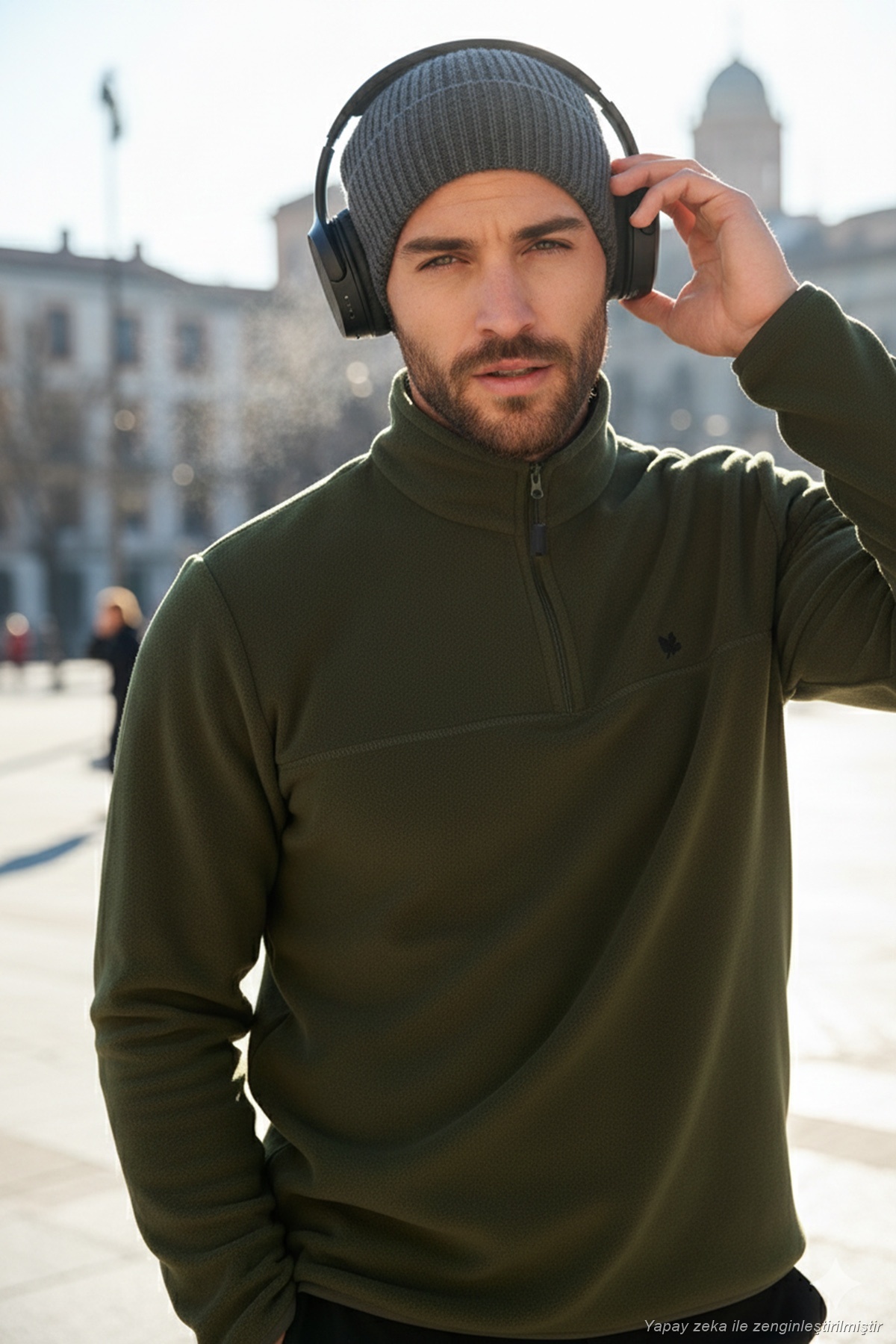 Buratti Slim Fit Anti-Pilling Tüylenme Yapmayan Bato Yaka Soğuk Geçirmez Şardonlu Polar Erkek POLAR