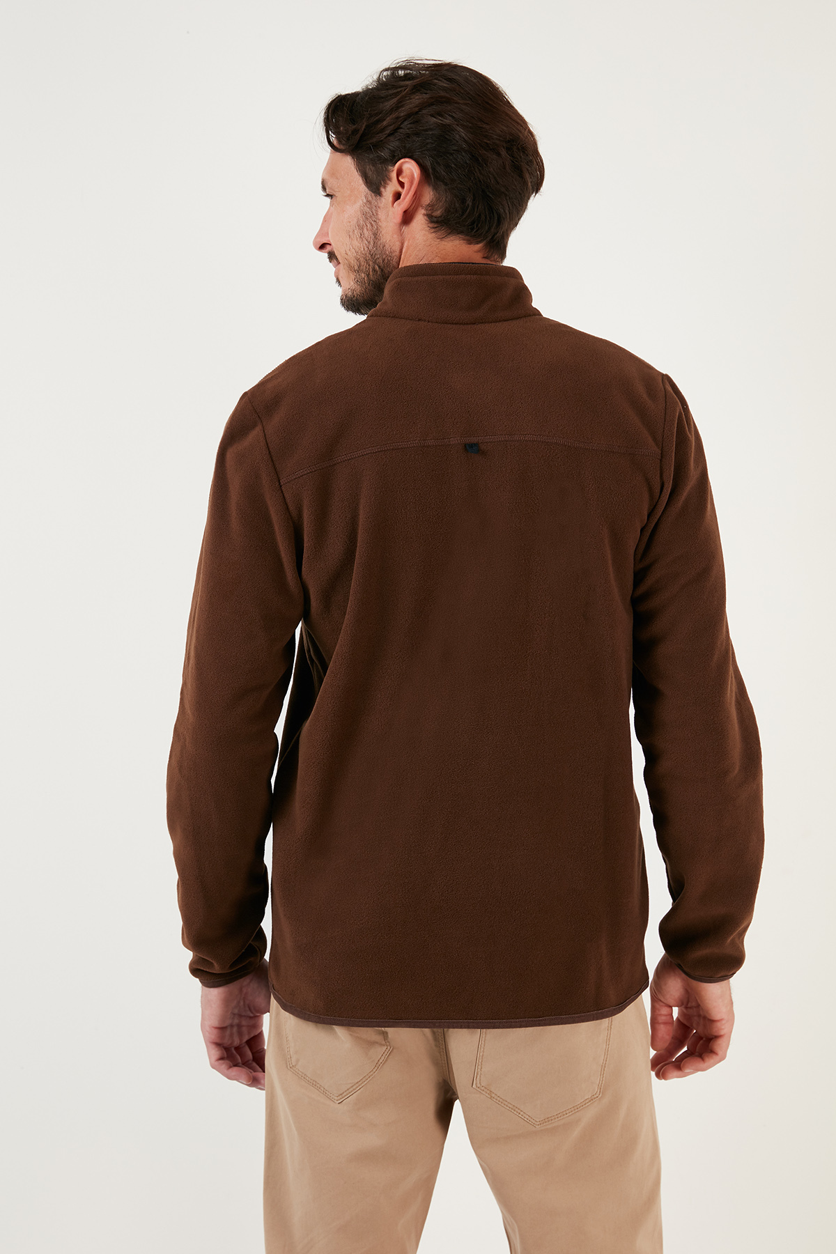Buratti Slim Fit Anti-Pilling Tüylenme Yapmayan Bato Yaka Soğuk Geçirmez Şardonlu Polar Erkek POLAR görsel 5