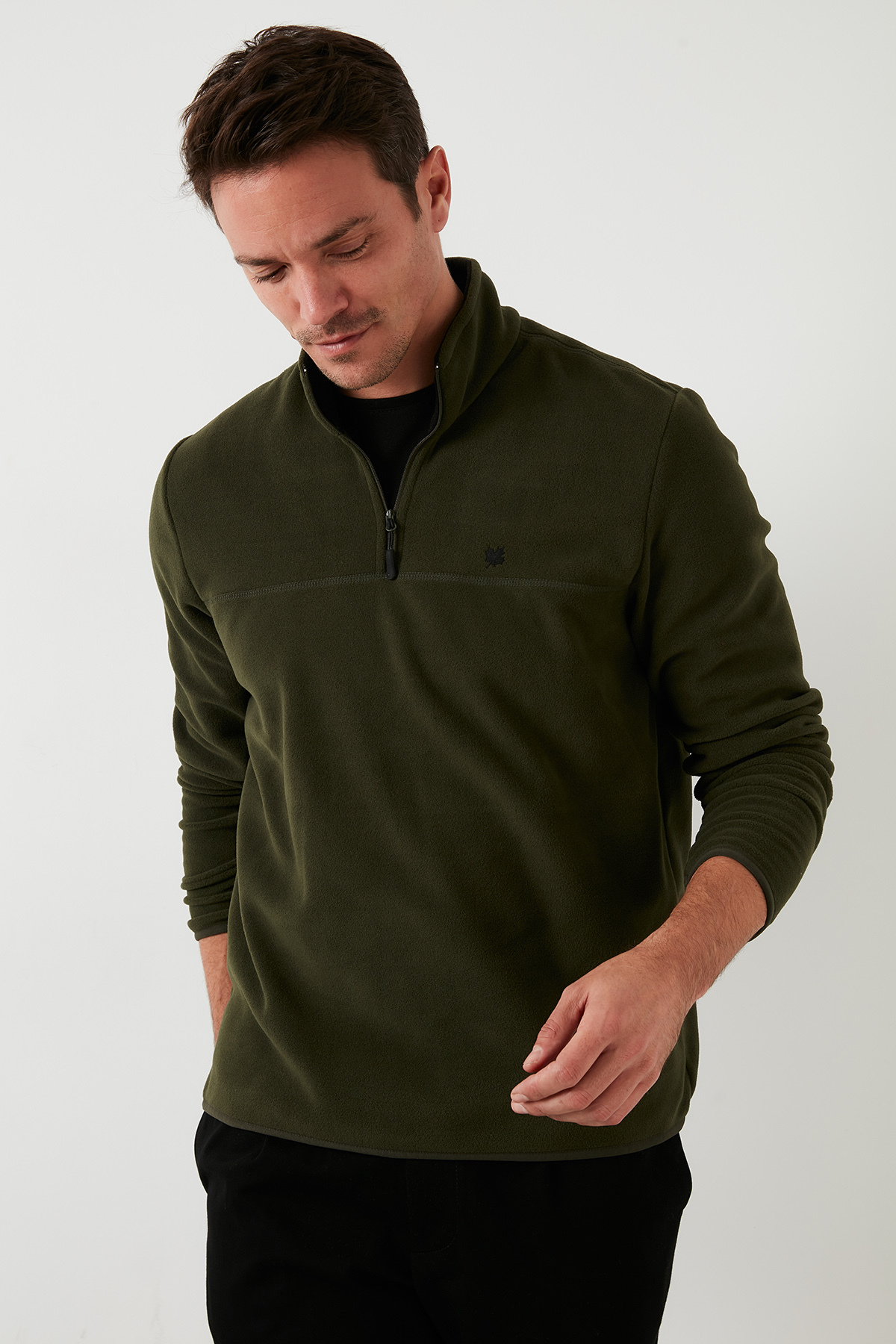 Buratti Slim Fit Anti-Pilling Tüylenme Yapmayan Bato Yaka Soğuk Geçirmez Şardonlu Polar Erkek POLAR görsel 3