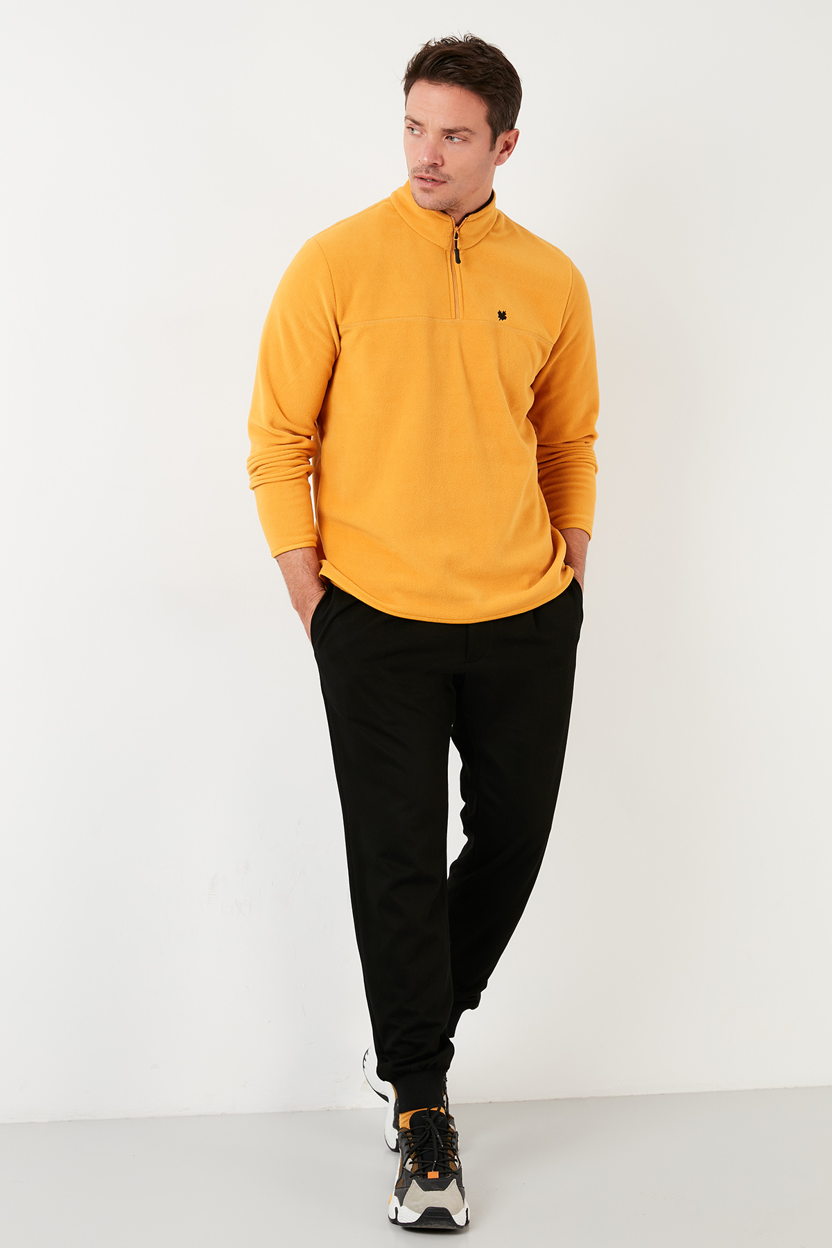 Buratti Slim Fit Anti-Pilling Tüylenme Yapmayan Bato Yaka Soğuk Geçirmez Şardonlu Polar Erkek POLAR görsel 5