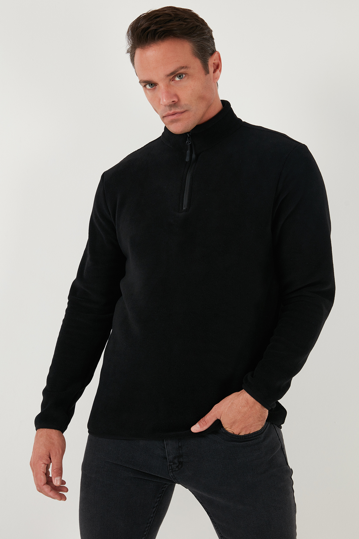 Buratti Slim Fit Yarım Fermuarlı Dik Yaka Soğuk Geçirmez Polar Erkek POLAR 5906003 görsel 6
