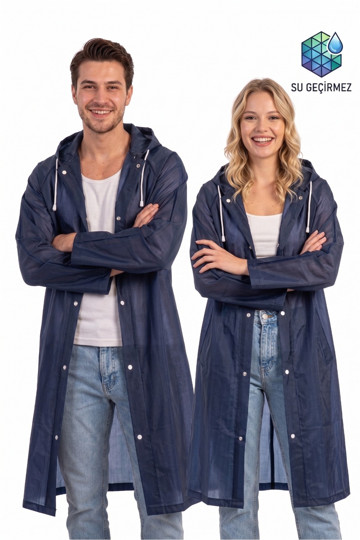 İMEXTECH Unisex Lacivert Eva Kumaş Su Rüzgar Geçirmez Yağmurluk