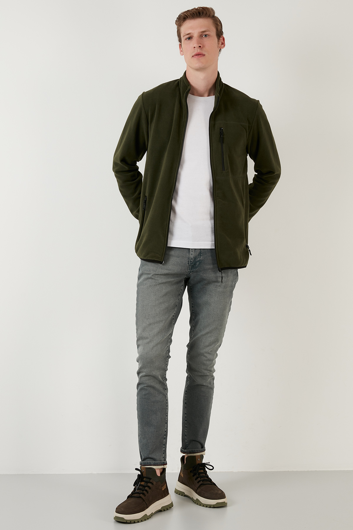 Buratti Slim Fit Fermuarlı Cepli Dik Yaka Soğuk Geçirmez Polar Hırka Erkek HIRKA 5906028 görsel 4