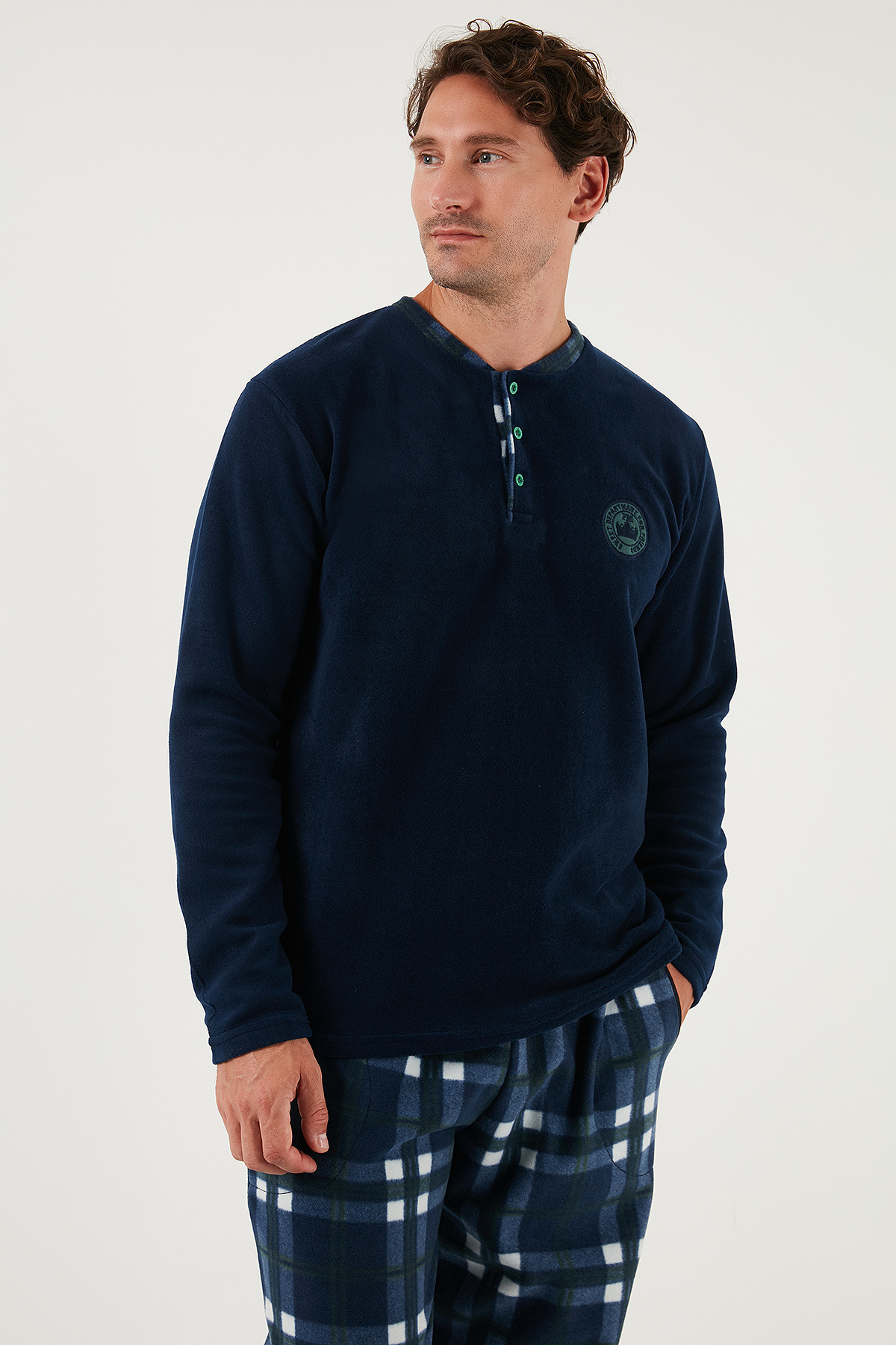 Buratti Regular Fit Bisiklet Yaka Kışlık Yumuşak Dokulu Polar Pijama Takımı Erkek PİJAMA TAKIMI 6096 görsel 4