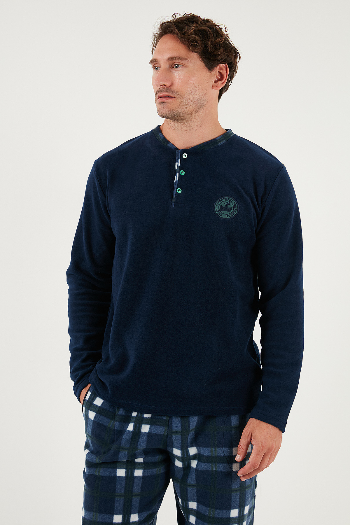 Buratti Regular Fit Bisiklet Yaka Kışlık Yumuşak Dokulu Polar Pijama Takımı Erkek PİJAMA TAKIMI 6096 görsel 5