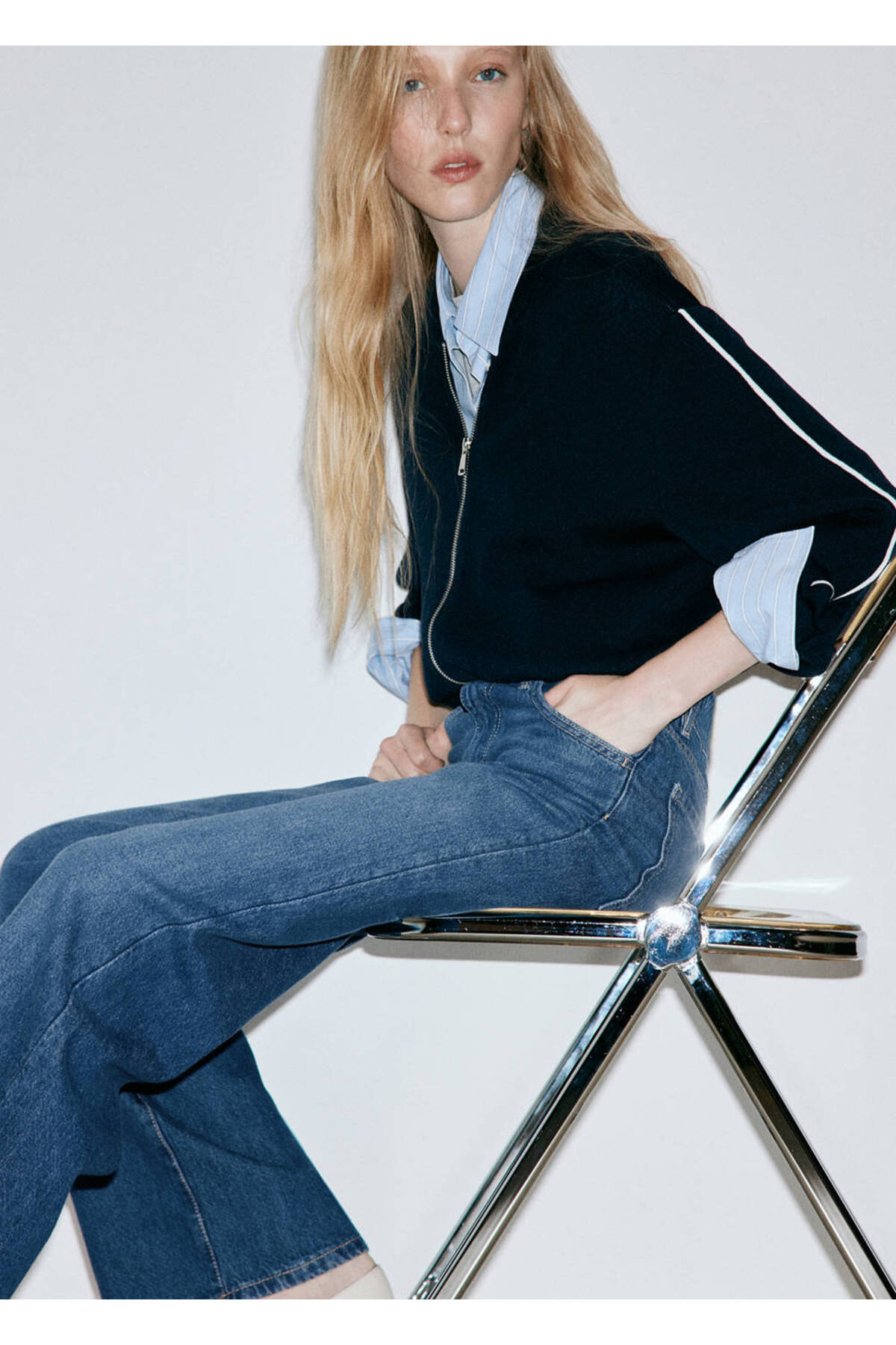 MANGO Woman Danila wide leg yüksek belli jean görsel 7