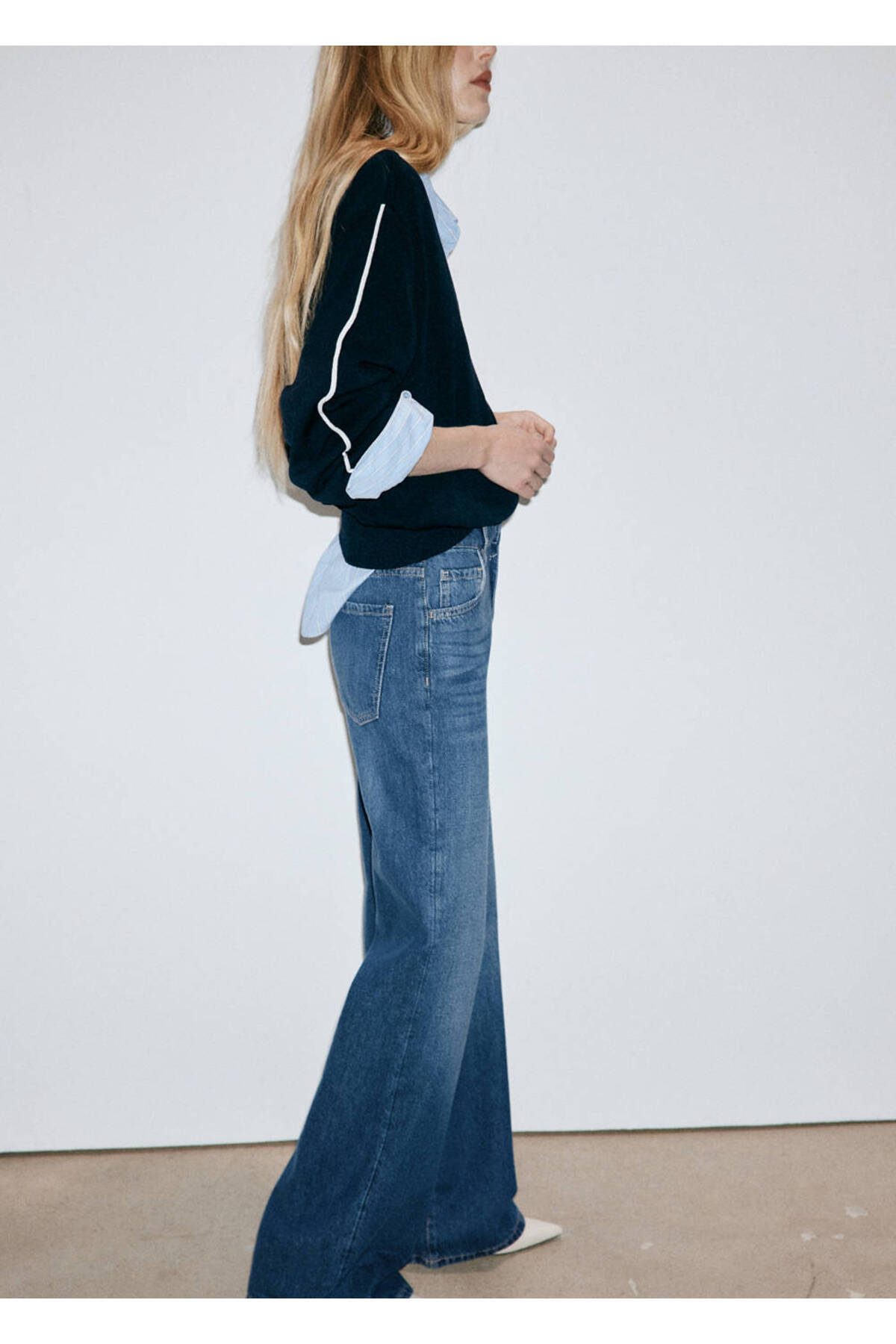 MANGO Woman Danila wide leg yüksek belli jean görsel 6