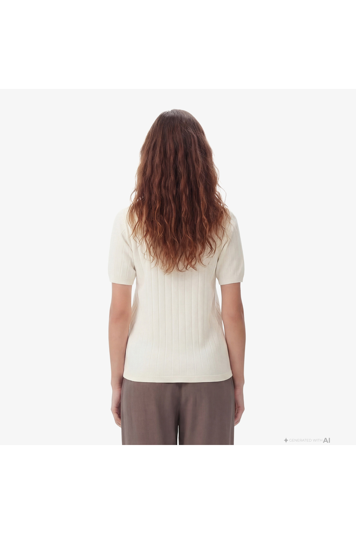 Nautica Kadın Krem Slim Fit Triko görsel 2