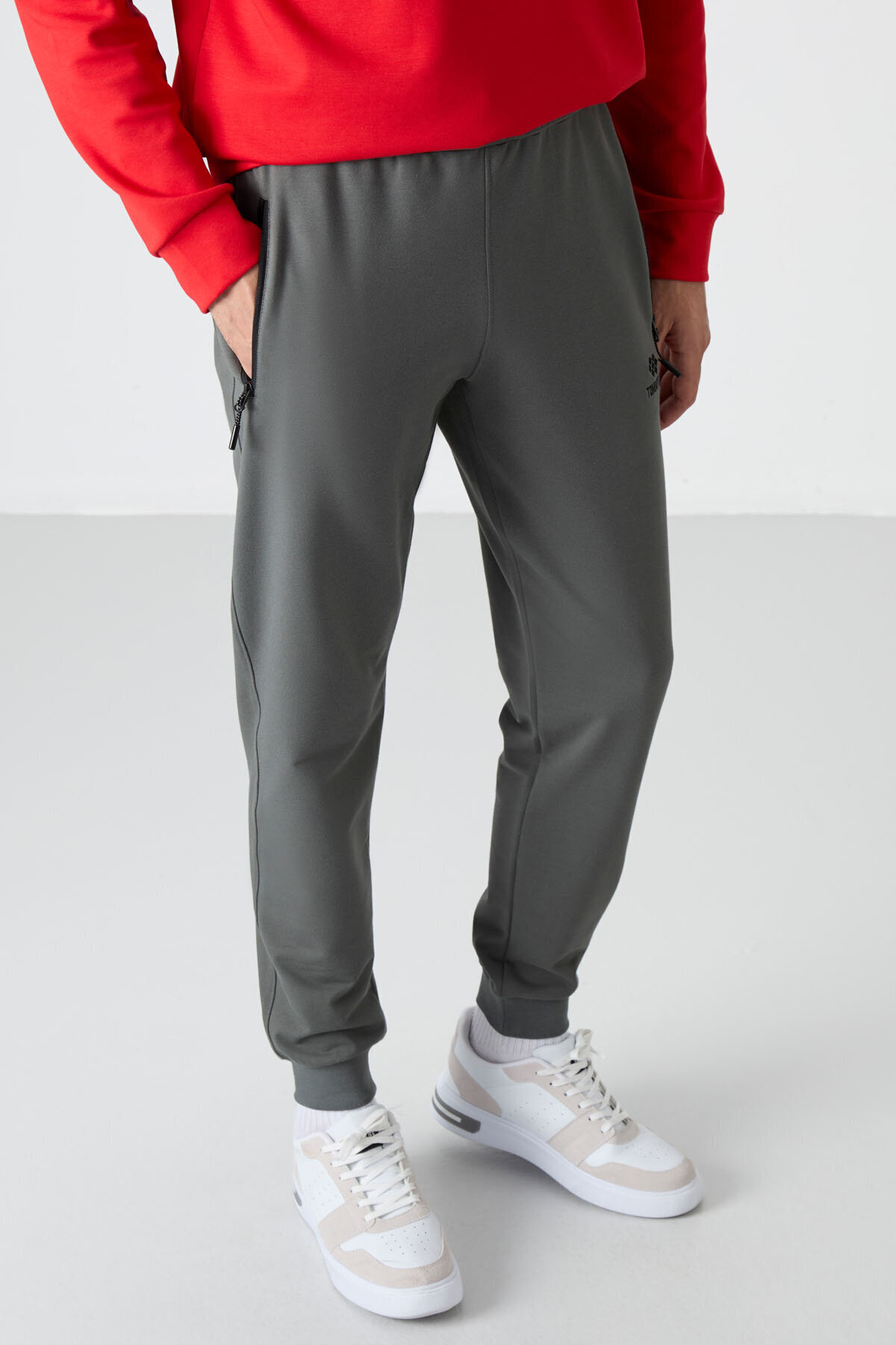 TOMMY LIFE Standart Kalıp 2li Paket Haki-Siyah Erkek Eşofman Alt - 84587 görsel 3