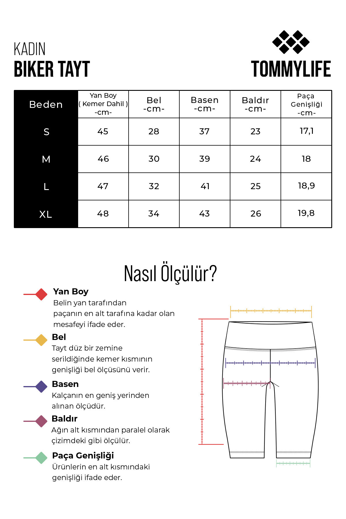 TOMMY LIFE İndigo Esnek Standart Fit Performans Kadın Biker Tayt - 91013 görsel 7