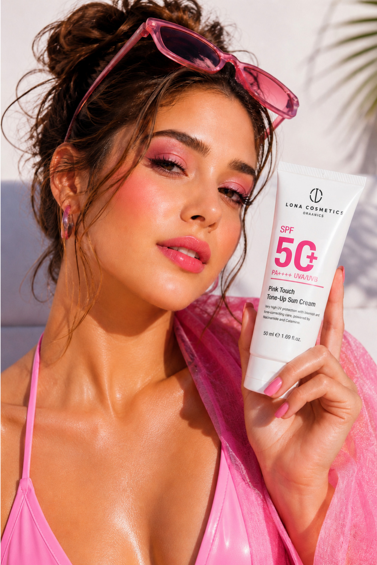 Leke Karşıtı Ve Nemlendirici Cilt Bakım Seti: Yoğun Nemlendirici Bakım Kremi & Ton Eşitleyici Pink Touch Güneş Kremi SPF 50 — LONA-009 — تصویر 7 از 8