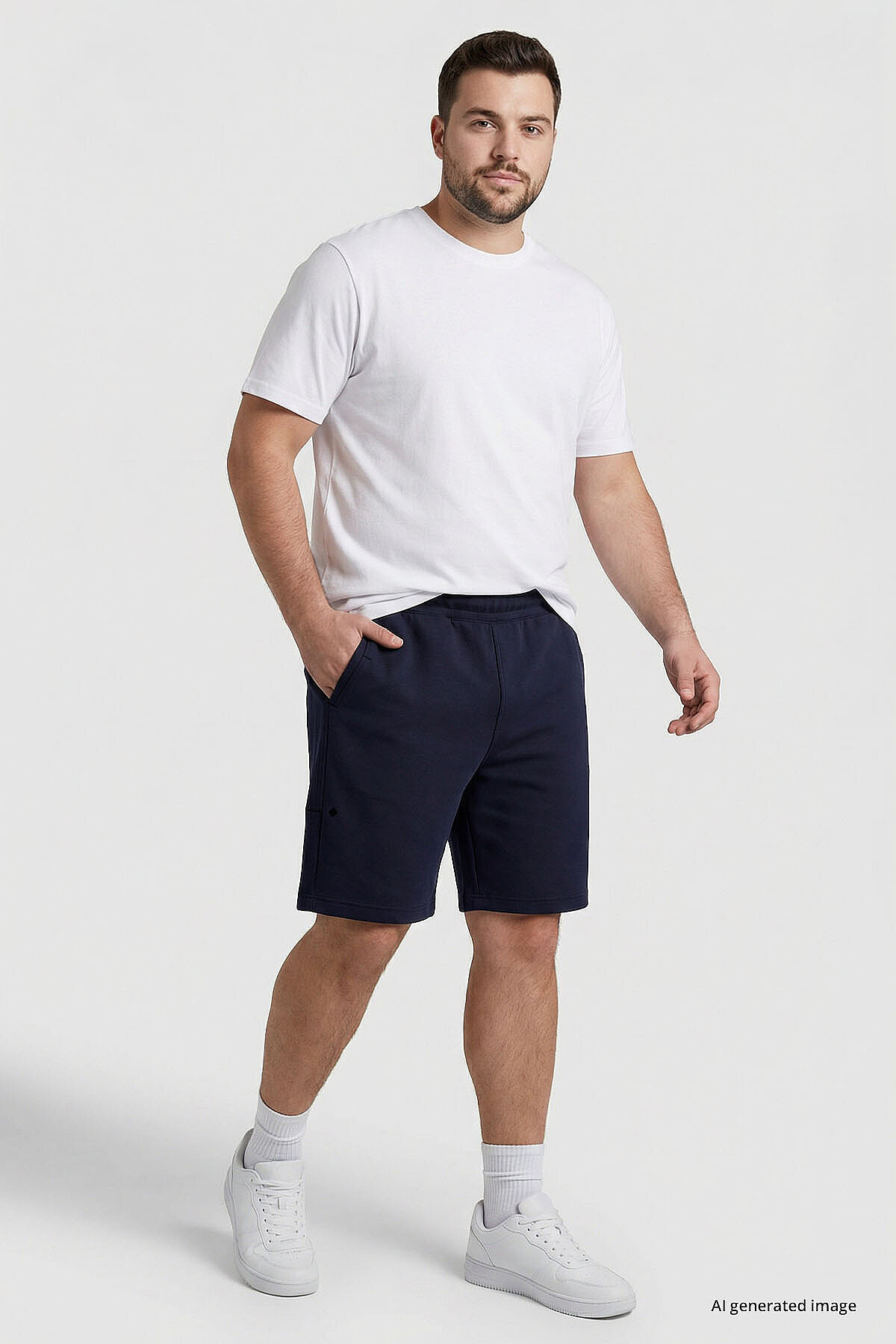 TOMMY LIFE Lacivert Rahat Form Bağcıklı Cep Detaylı Battal Büyük Beden Erkek Şort - 81297 görsel 3