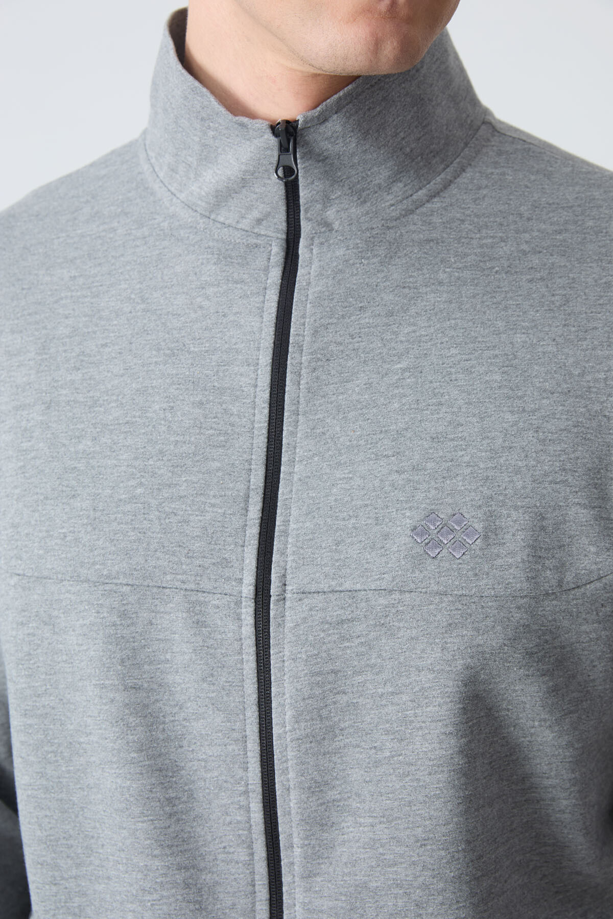 Gri Melanj Pamuklu Kalın Yumuşak Dokulu Comfort Fit Basic Erkek Eşofman Takım - 85260 — رنگارنگ T15ER-85260 — تصویر 5 از 9