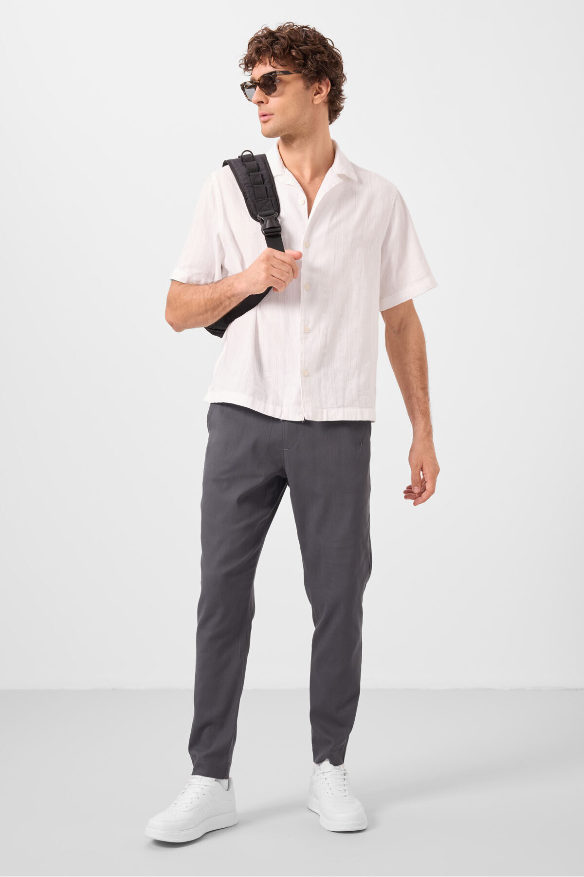 Antrasit Standart Fit Dokuma Hafif Esnek Chino Erkek Pantolon - 82177 — رنگارنگ T17ER-82177