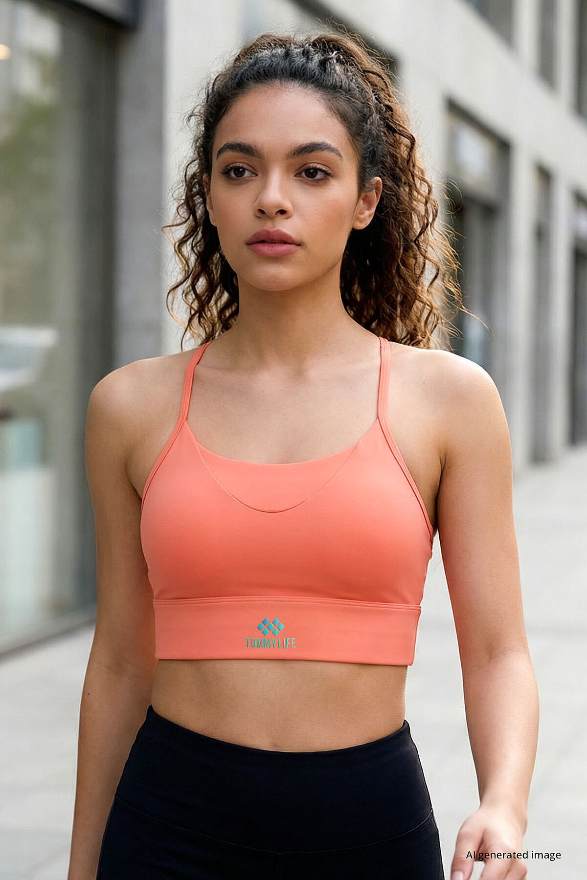 TOMMY LIFE Mercan Standart Fit Baskılı Sırt Detaylı Kadın Spor Büstiyer - 97300 görsel 4