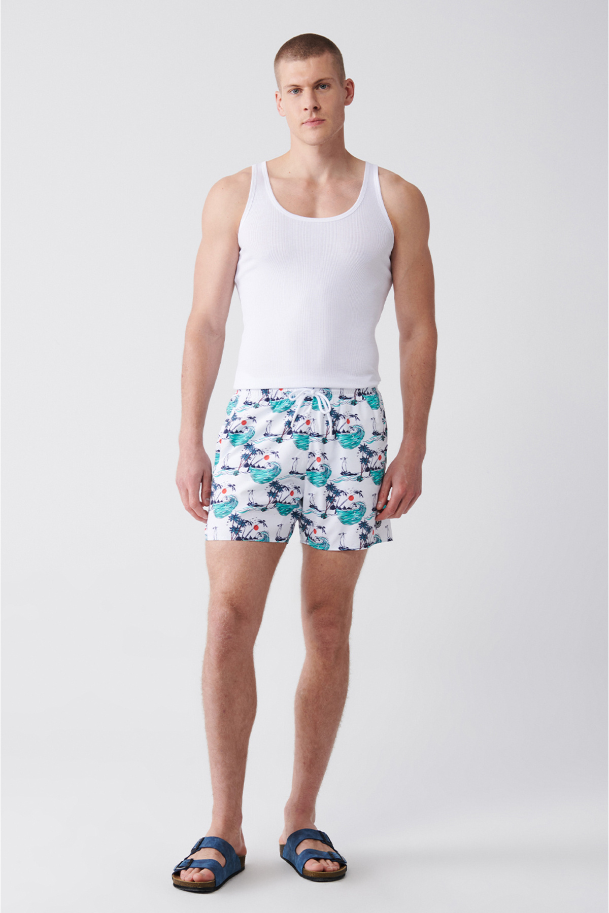Avva Men's Multicolour Quick Drying Printed Standard Size Swimsuit Swim Shorts E003802