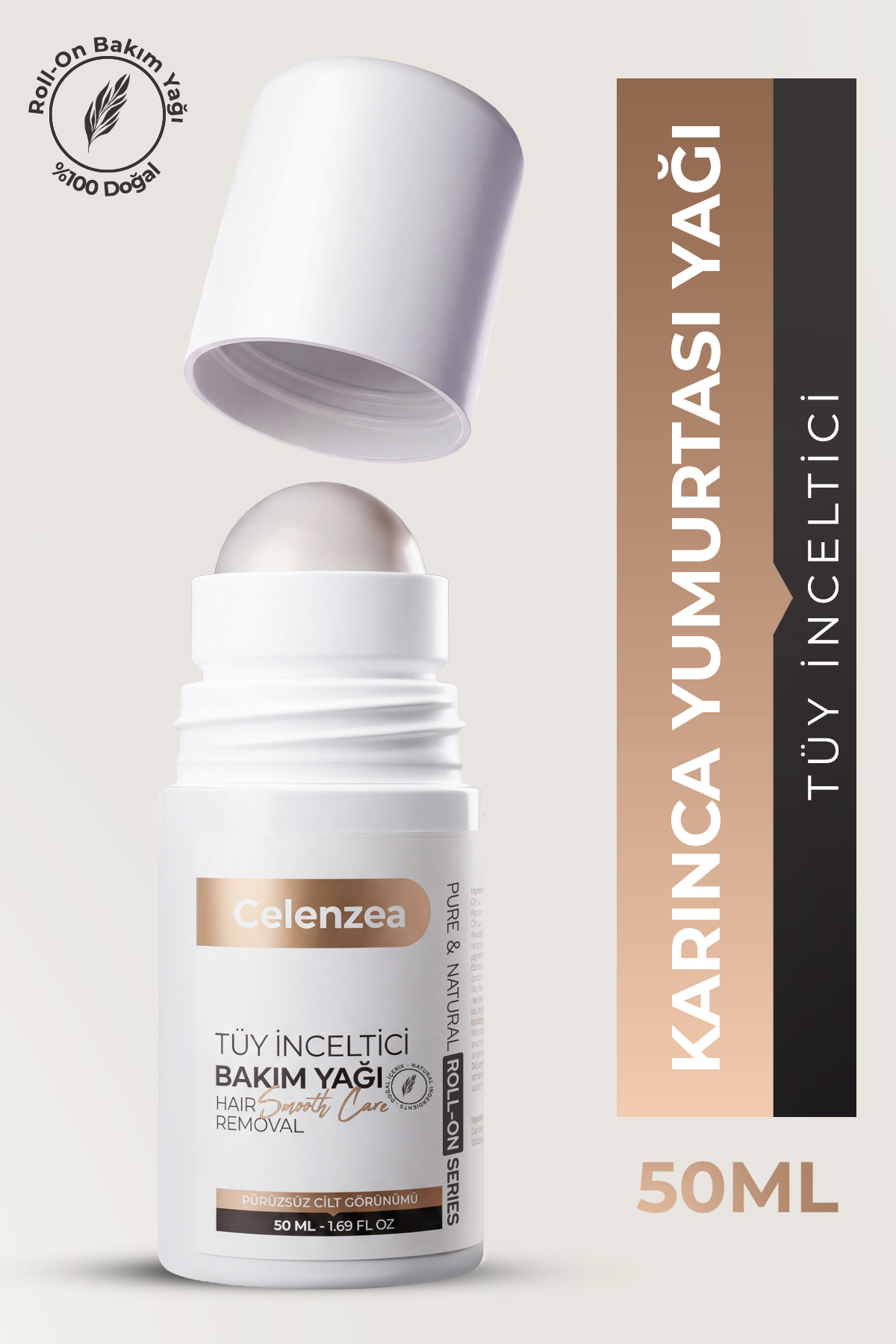 Celenzea Karınca Yumurtası Yağı, İstenmeyen Tüy Alma Rutini Sonrası Cilt Bakımı, Pürüzsüz Cilt Görünümü, Epilasyon Sonrası Cilt Bakımına Yardımcı, Nemlendirici Hair Removal Roll-on 50 ml — KARINCAYAGI50ML01