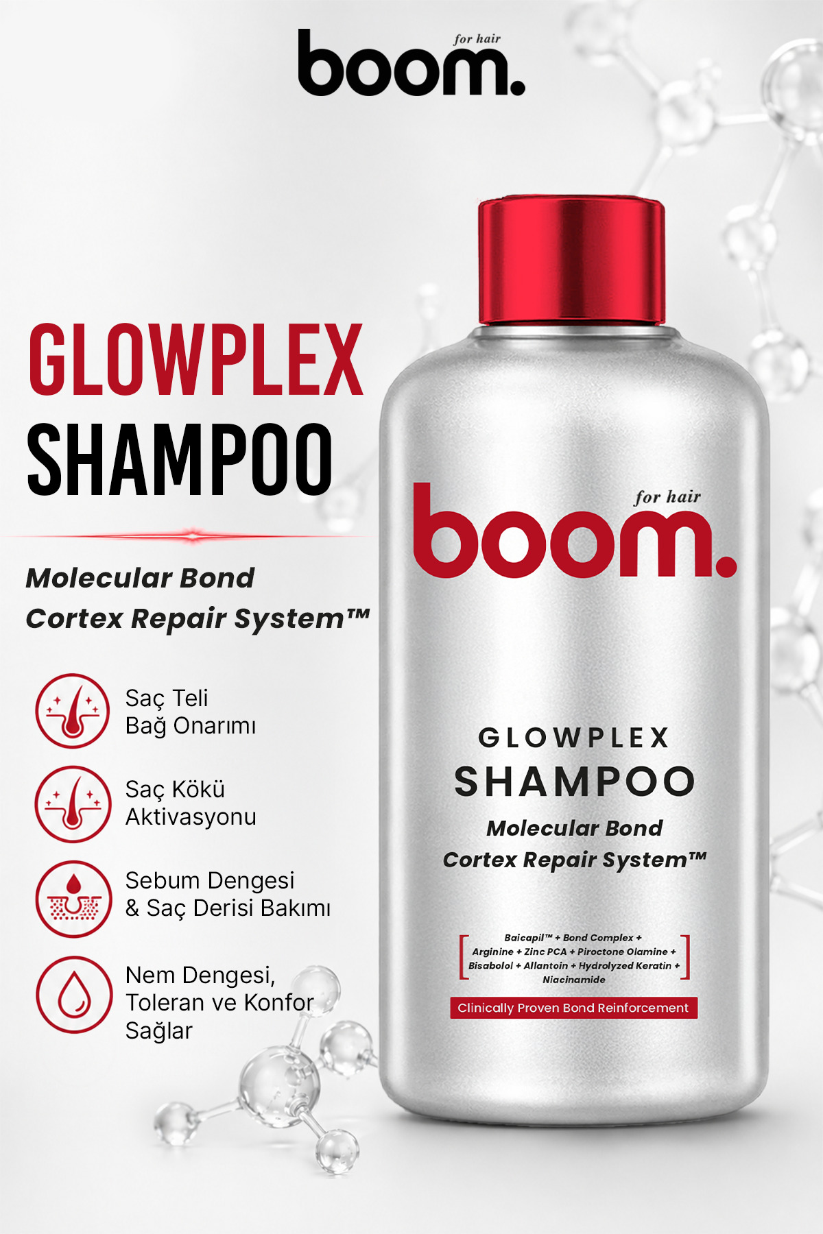 BOOM Glowplex Bağ Onarıcı Saç Şampuanı 350 ML