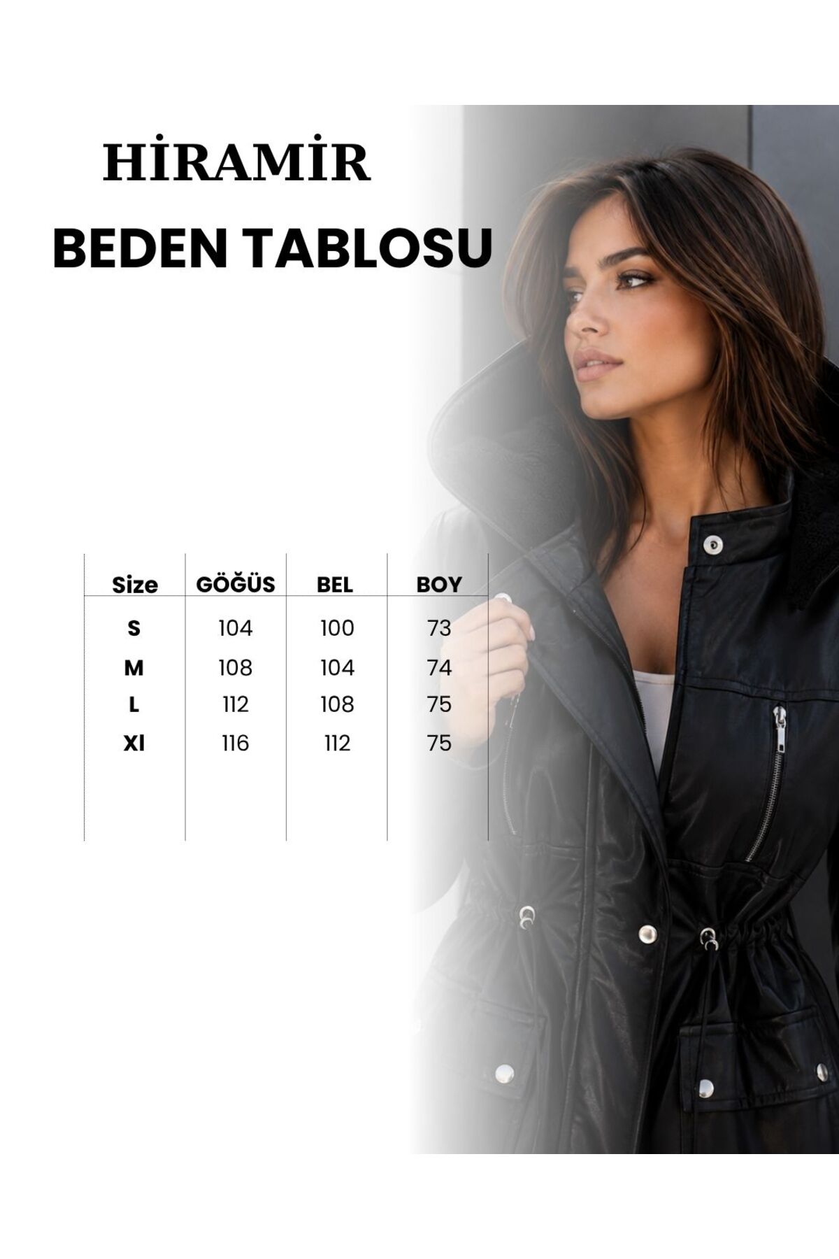 HİRAMİR Deri İçi Kürklü Belden Lastik Fermuarlı MontKS2601 görsel 6