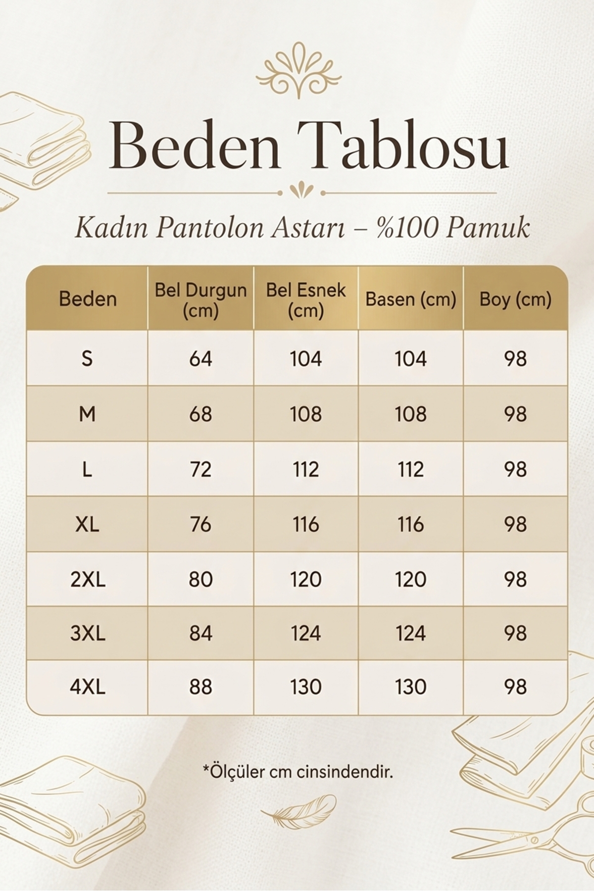 moda benna Kadın Krem Pantolon Astarı %100 Pamuk Müslin Rahat Kesim Beli Lastikli Jüpon Tesettür kombinezon görsel 7