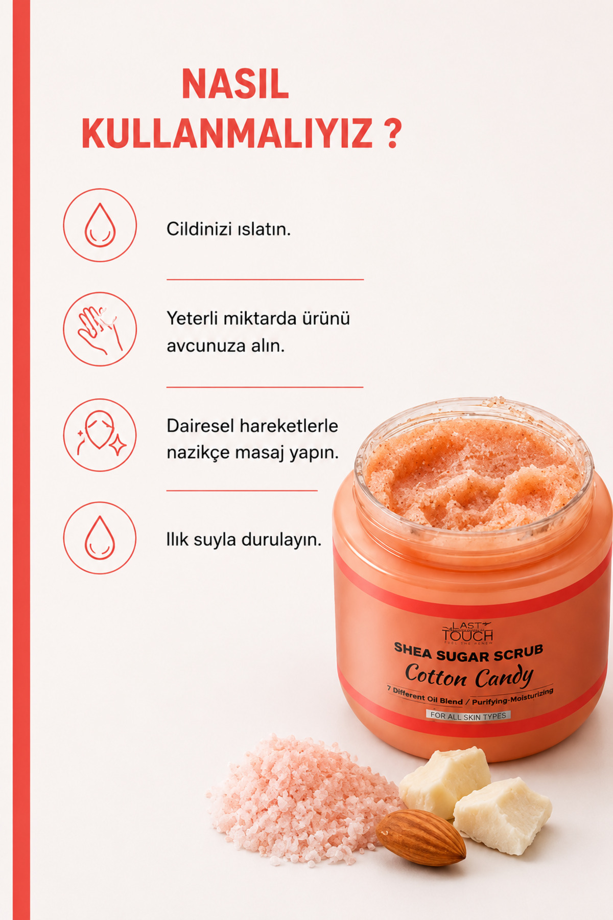 Body Scrub Besleyici, Nemlendirici ve Arındırıcı, Shea Şeker Scrub 300 ML ( Cotton Candy ) — BS25130 — تصویر 7 از 9