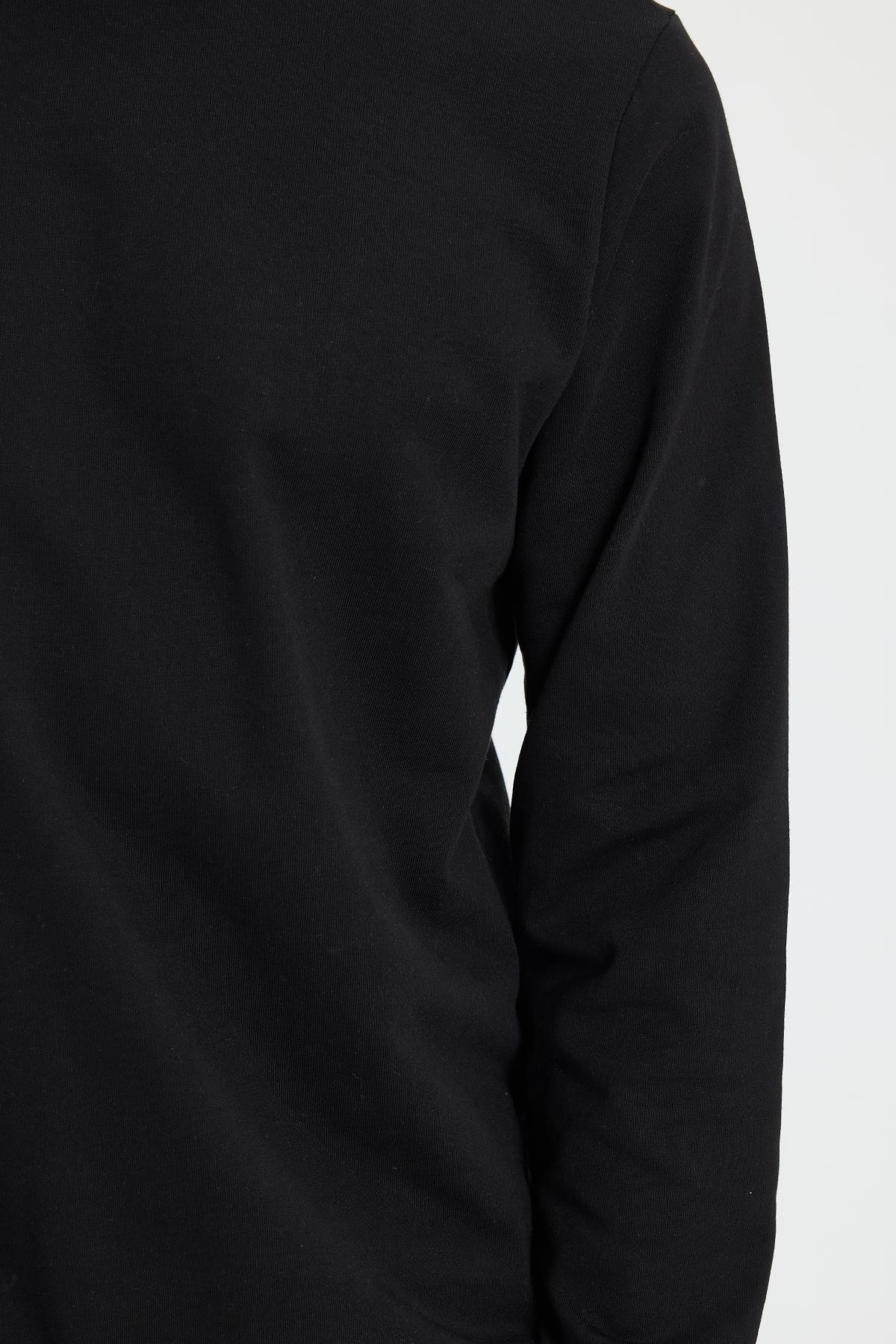 Tudors Erkek Relax Fit Rahat Kesim %100 Pamuk 2 İplik Bisiklet Yaka Siyah Sweatshirt görsel 7