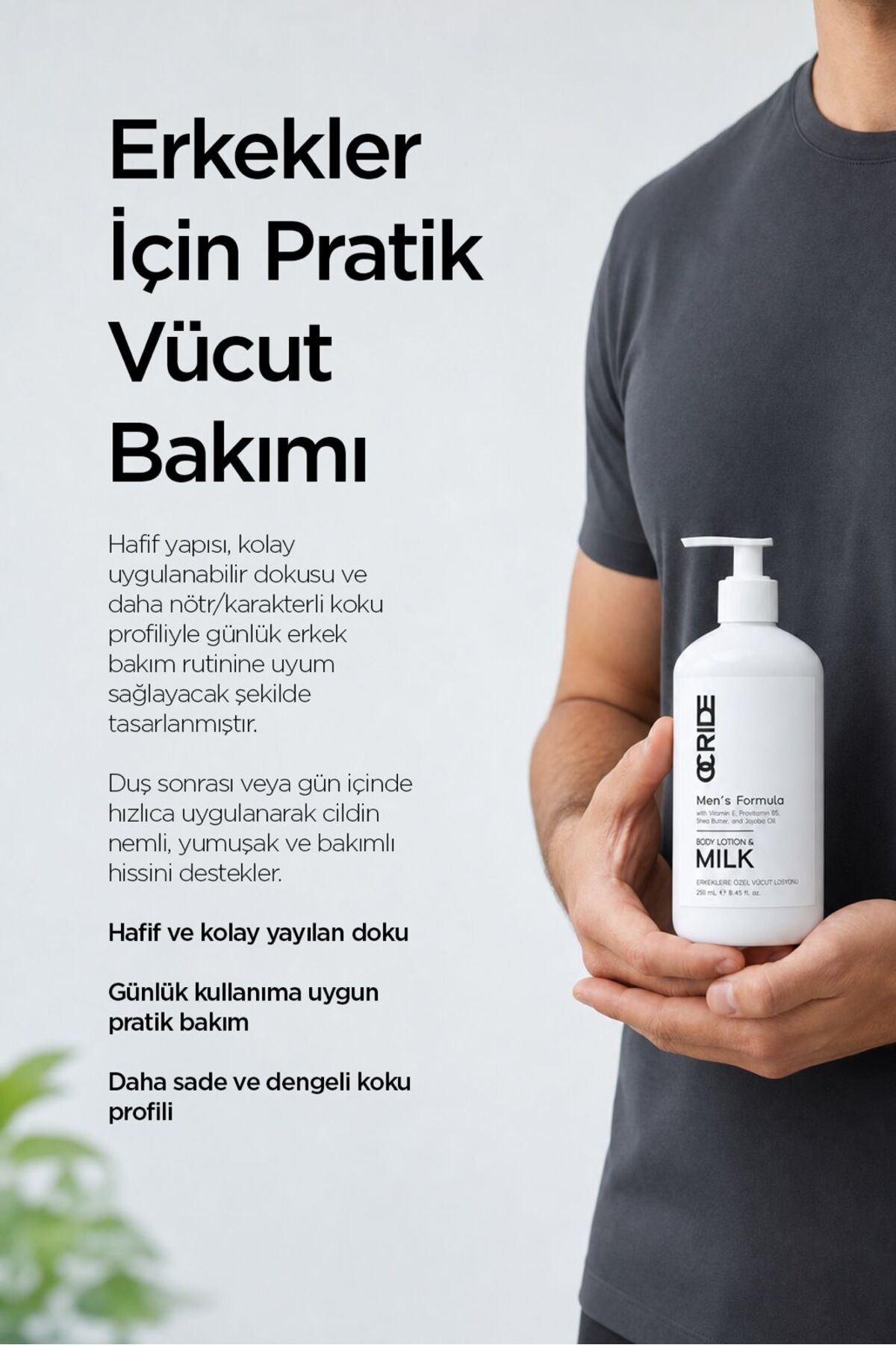 Men's Formula Body Milk Erkekler İçin Bitkisel Nemlendirici Vücut Losyonu ve Sütü 250 ml — OCMEN001 — تصویر 5 از 6