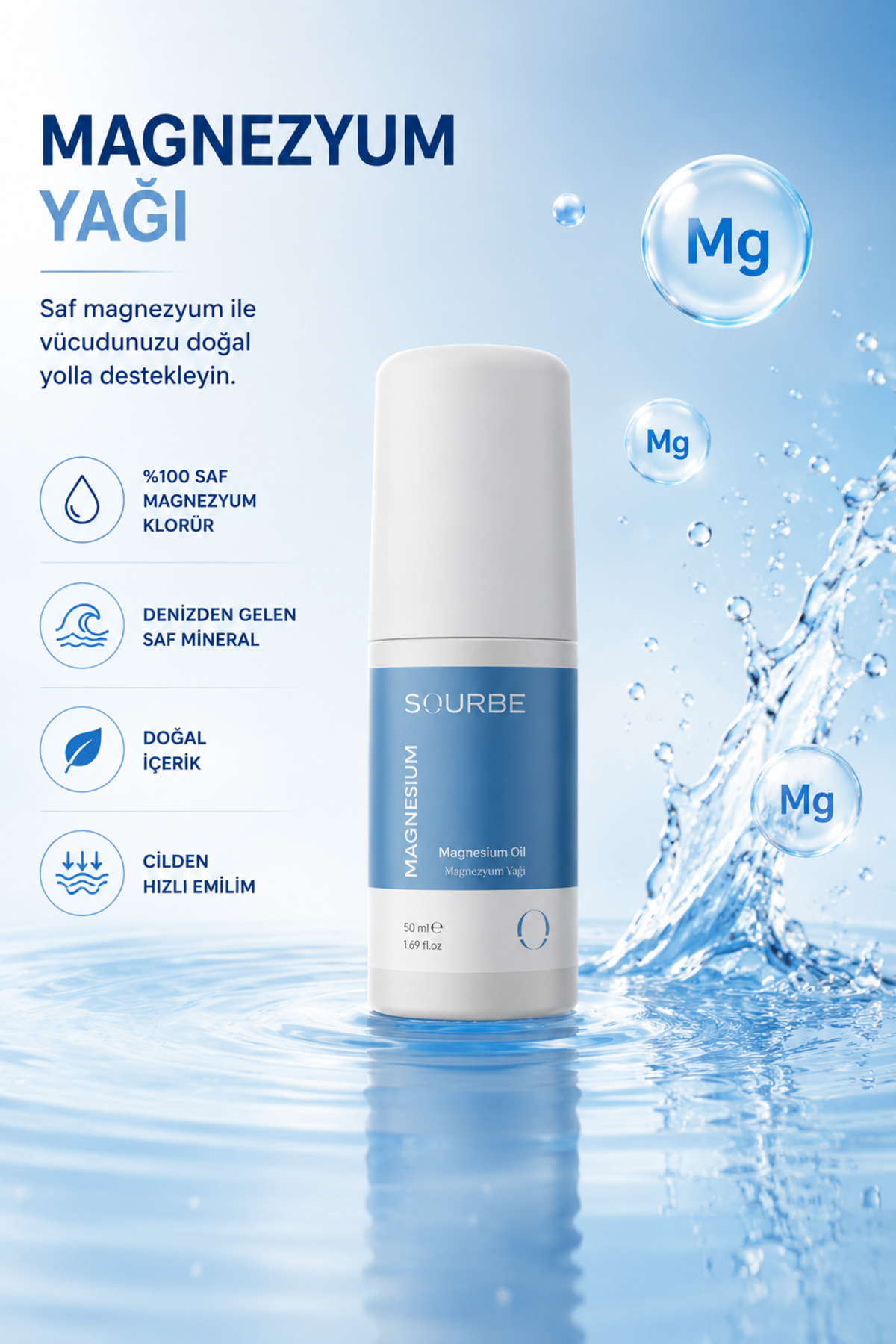 Magnezyum Yağı Roll-On 50 ml – Kas Eklem ve Vücut Bakımı İçin Doğal Magnezyum Klorür Masaj — SRBM1 — تصویر 4 از 8