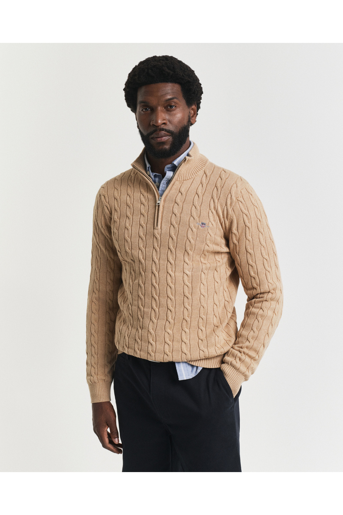 Gant Erkek Krem Regular Fit Örgü Kazak