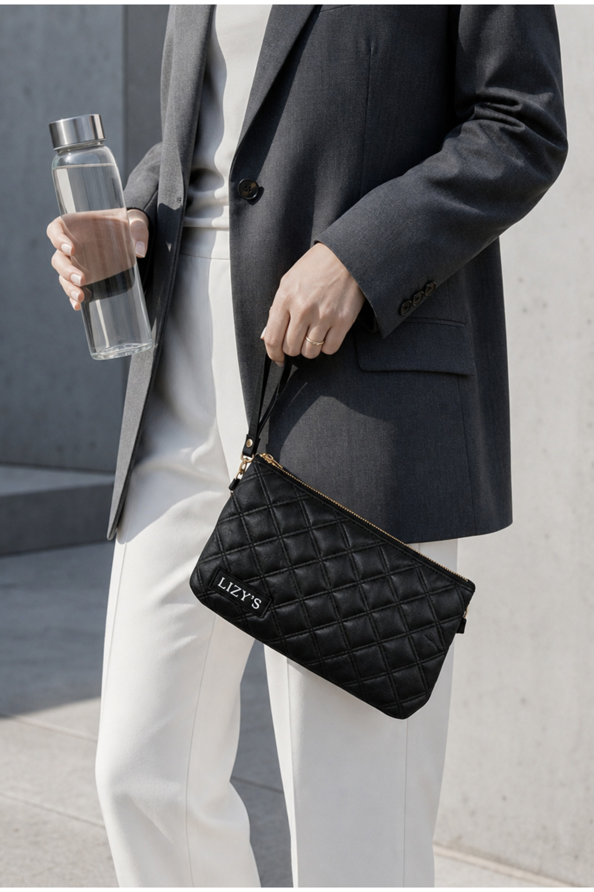 lizy's Makyaj Portföy Clutch Çanta Suni Deri görsel 2