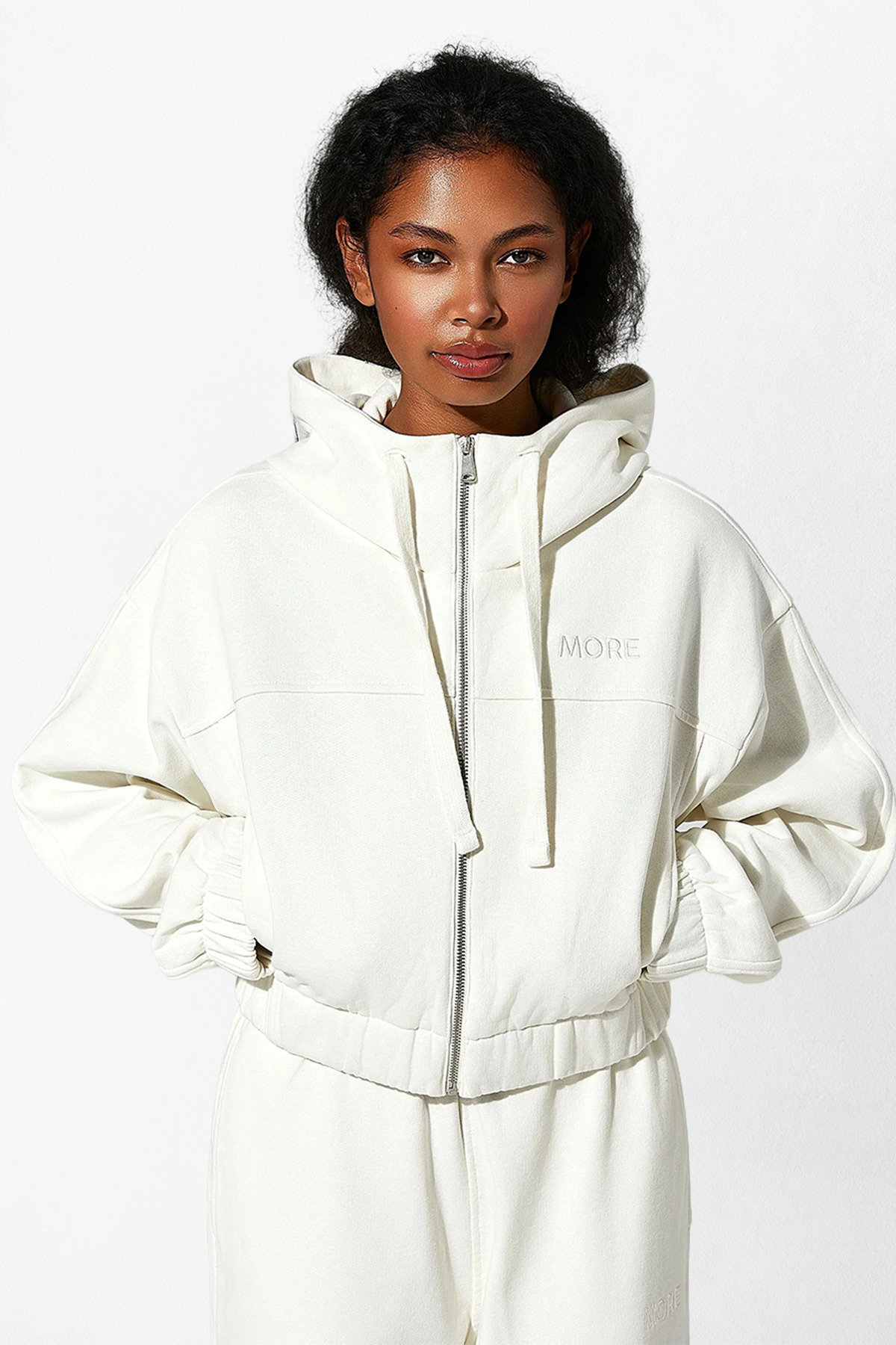 MORE ACTIVE Indo Kadın Kapüşonlu Fermuarlı Crop Sweatshirt