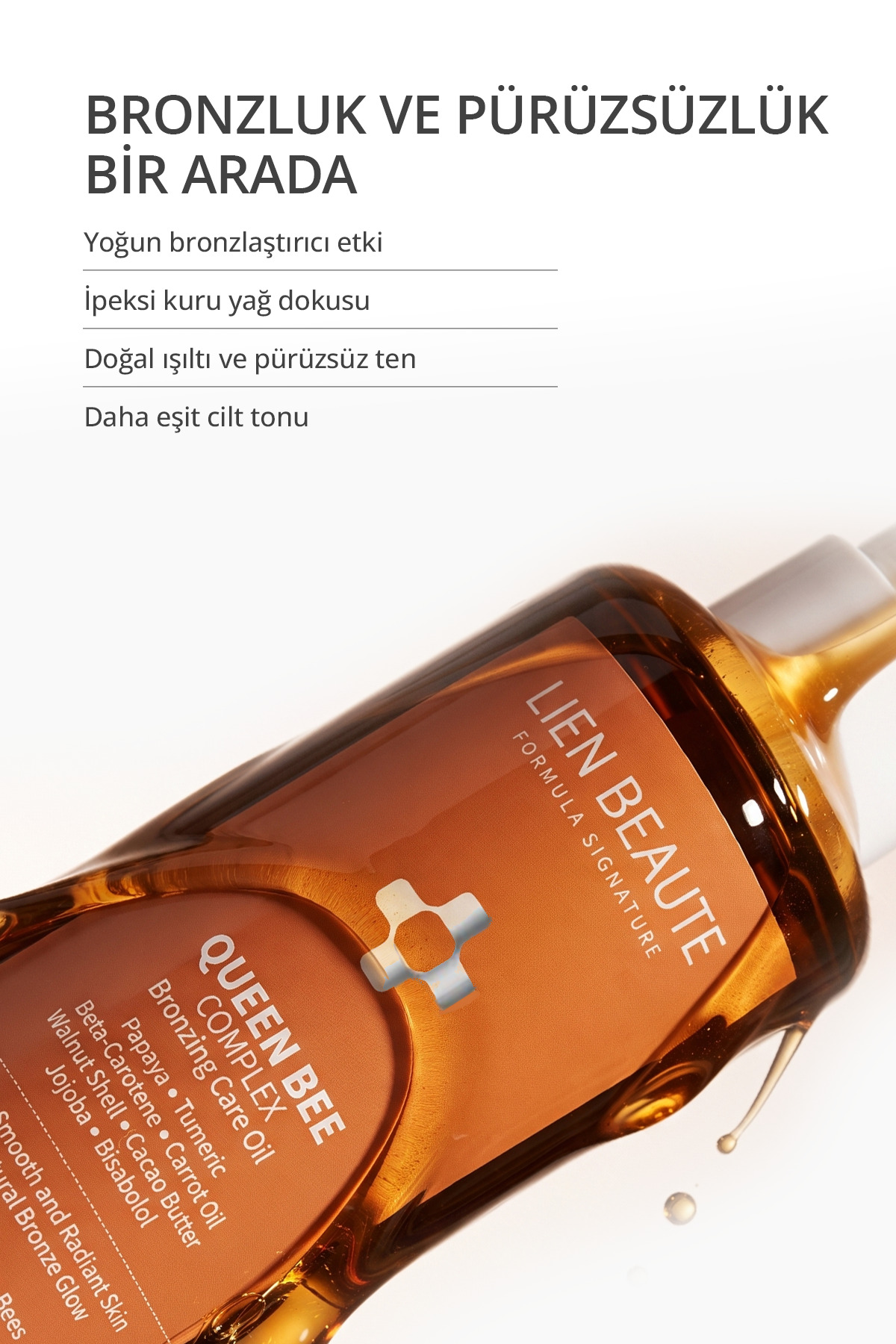 Kraliçe Arı Yoğun Bronzlaştırıcı Tüy Azaltıcı Pürüzsüzleştirici Işıltı ve Bakım Verici Yağ Ceviz Kabuğu Kakao Beta Karoten Jojoba Havuç Papaya Zerdeçal — queenbronzlaştırıcı — تصویر 3 از 7