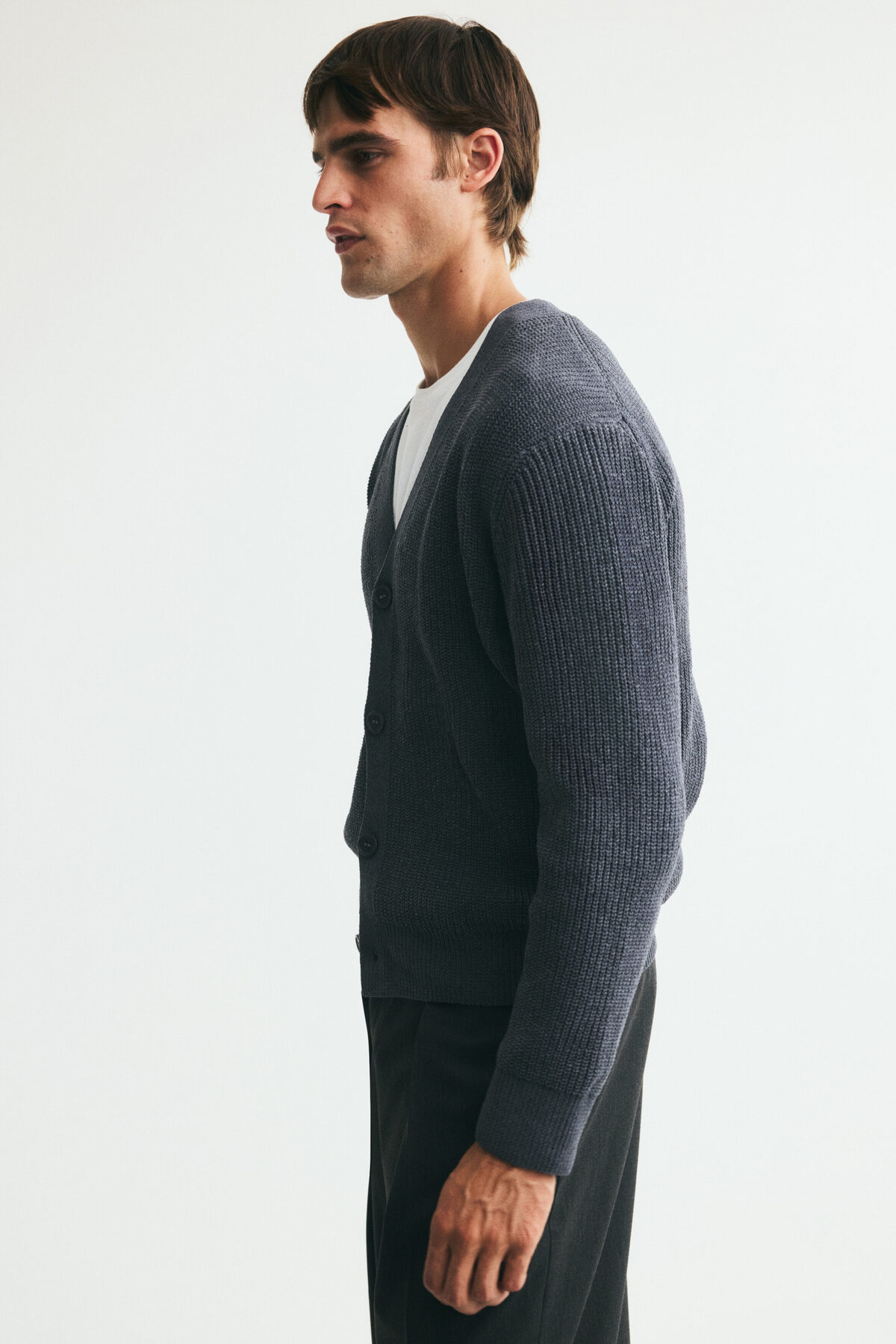 H&M Lastik Örgülü Şönil Hırka Relaxed Fit görsel 6