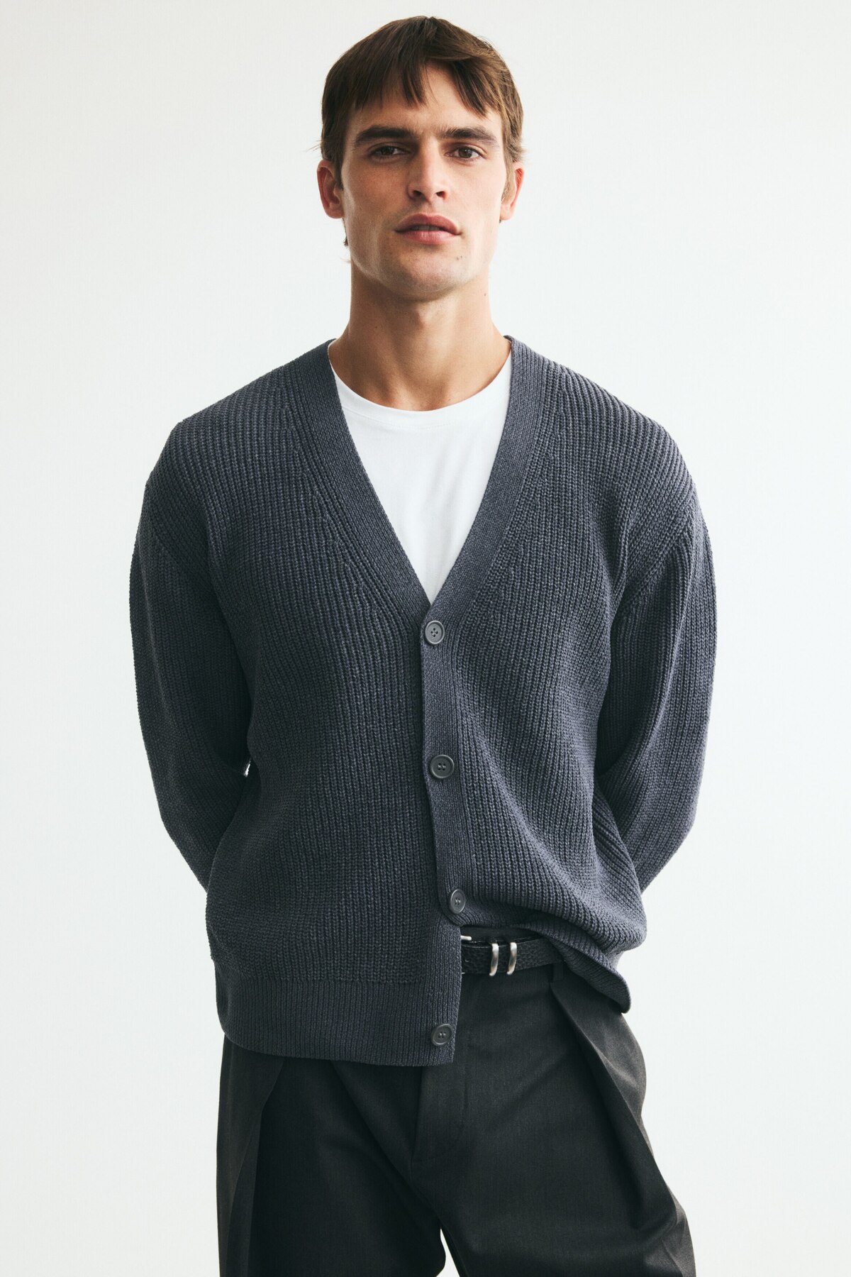 H&M Lastik Örgülü Şönil Hırka Relaxed Fit